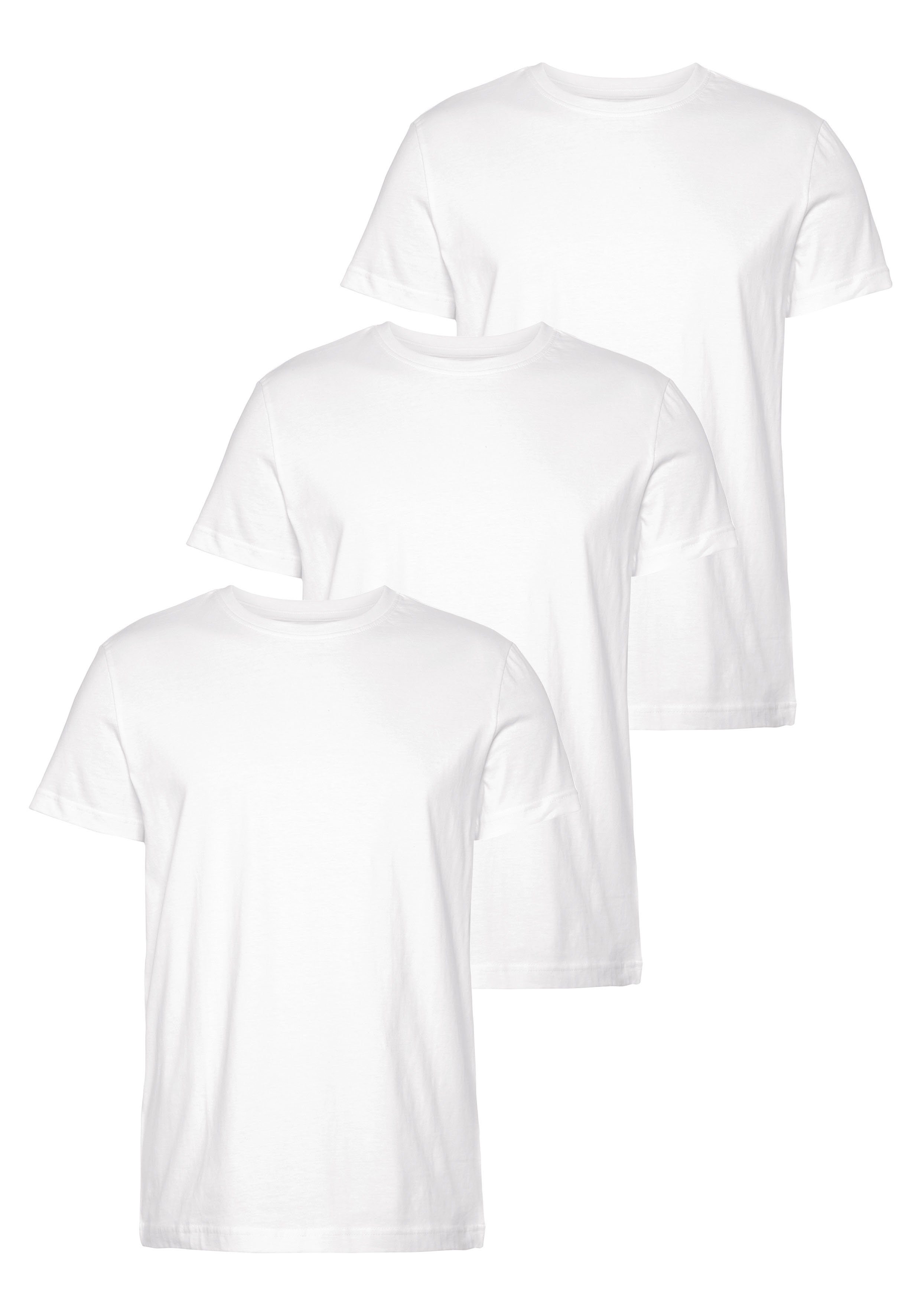 AJC T-Shirt (Set, 3-tlg., 3er-Pack) aus reiner Baumwolle weiß