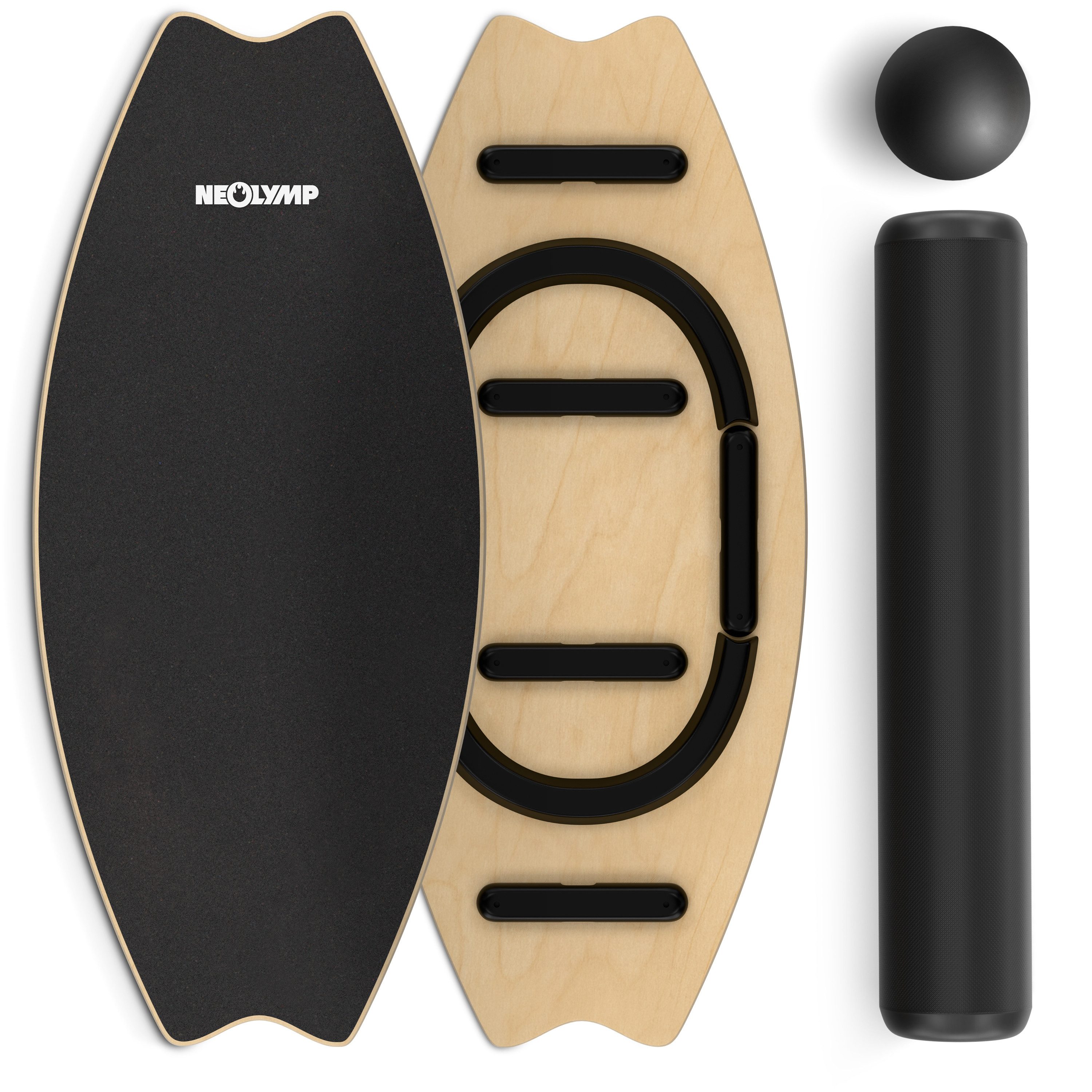 NEOLYMP Balanceboard Balance Board Holz – Gleichgewichtstrainer für Erwachsene & Kinder, Wackelbrett rutschfest & bis 210 kg belastbar – 7 Schwierigkeitsstufen
