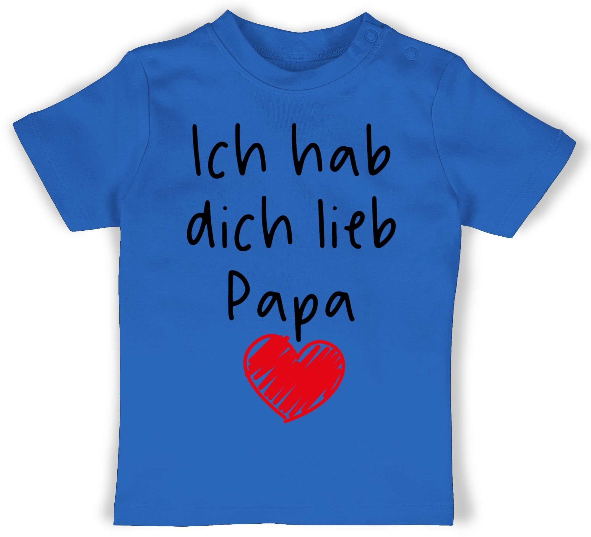 Shirtracer T-Shirt Ich hab Baby lieb Herz Geschenk Vatertag Royalblau Papa dich 3 schwarz