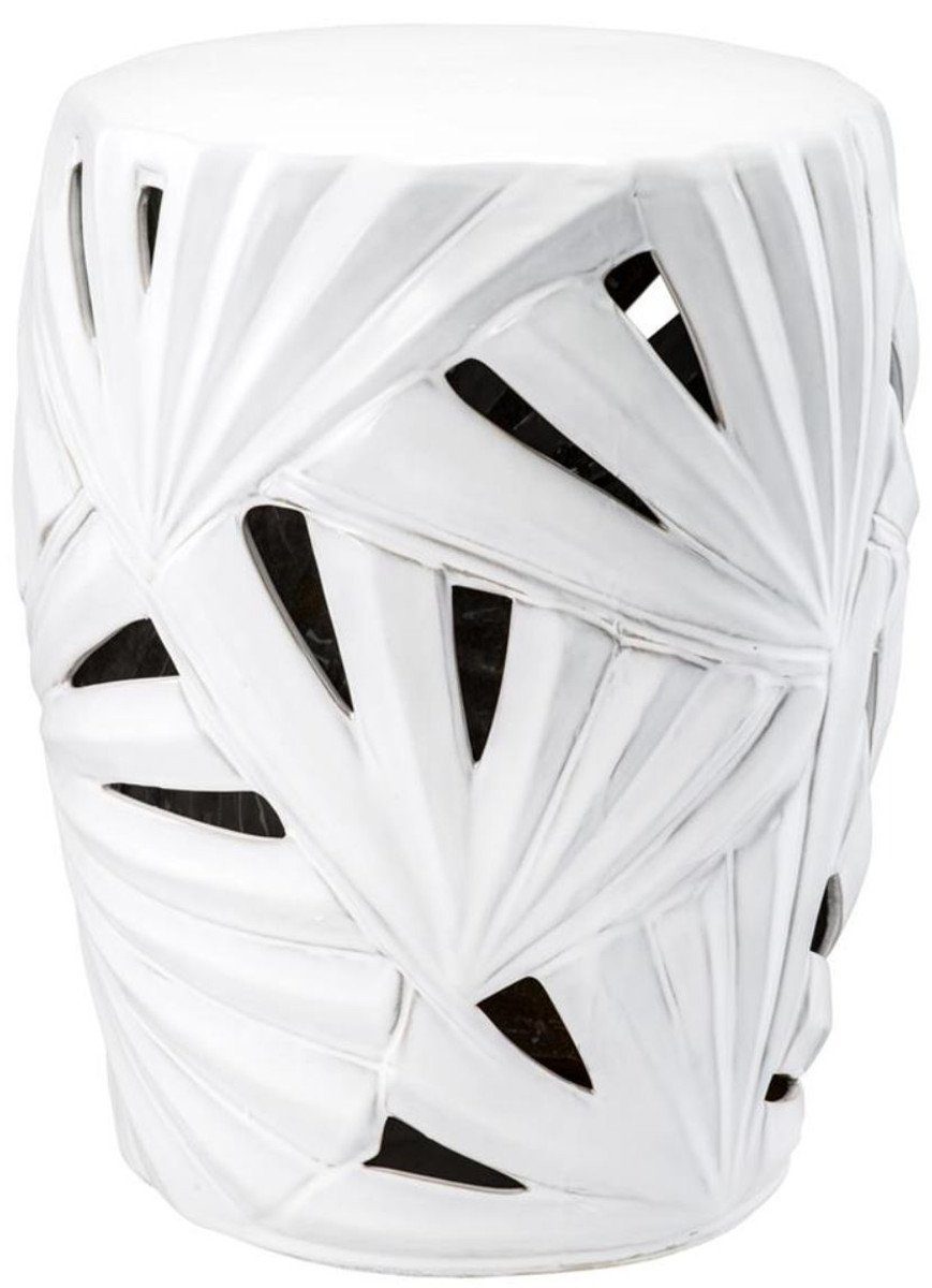 Casa Padrino Dekoobjekt Deko Trommel Weiß Ø 35 x H. 45,5 cm - Dekorative Luxus Keramik Trommel