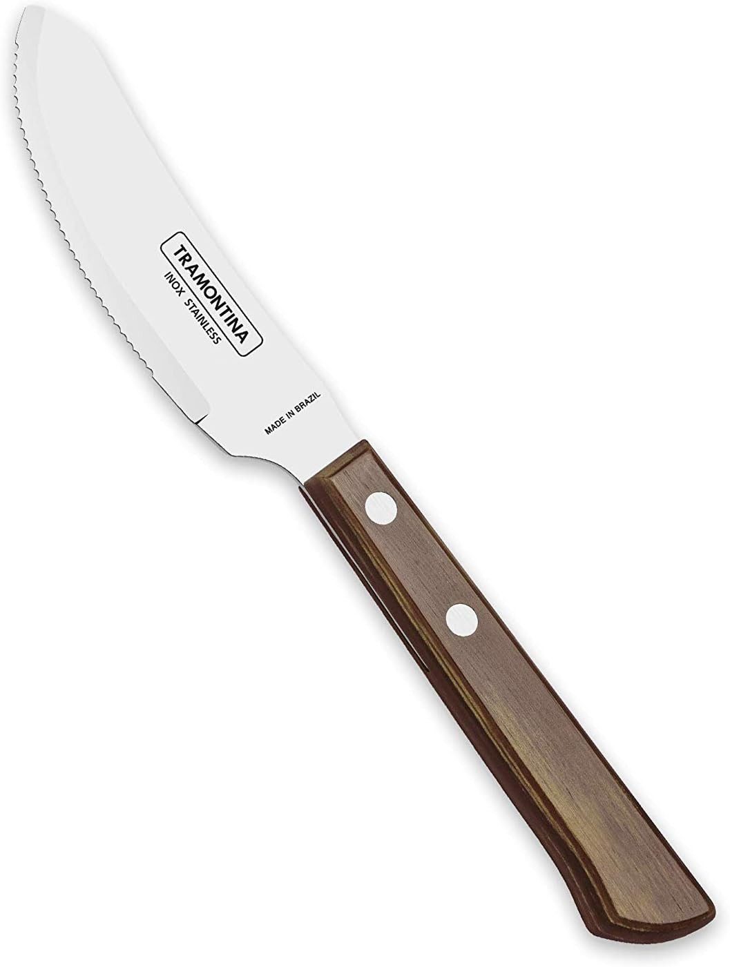 Stelby Pizzamesser Tramontina Pizzamesser, 10 cm, Edelstahl, FSC-zertifizierter Holzgriff (3 Stück), spezielle Klinge, Wellenschliff, rostfrei, spülmaschinenfest