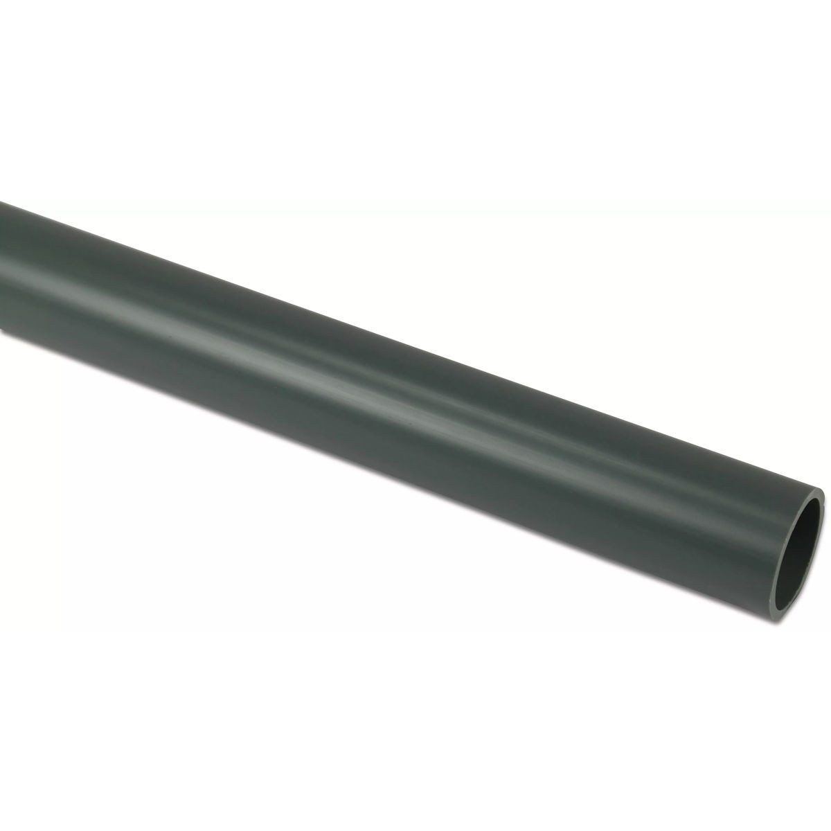 Mega Group Gewindefitting Druckrohr 1,00 m glatt PVC-U 10 bar, grau, verschiedene Ausführungen, Ø 125 x 4,8 mm (PN10)