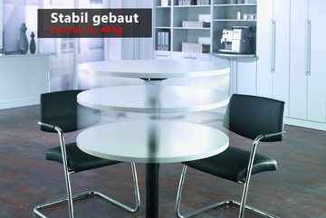 bümö Säulen-Esstisch Säulenhubtisch eckig ST - Arbeitshöhe: höhenverstellbar, Dekor: Weiß - Gestell: chrom