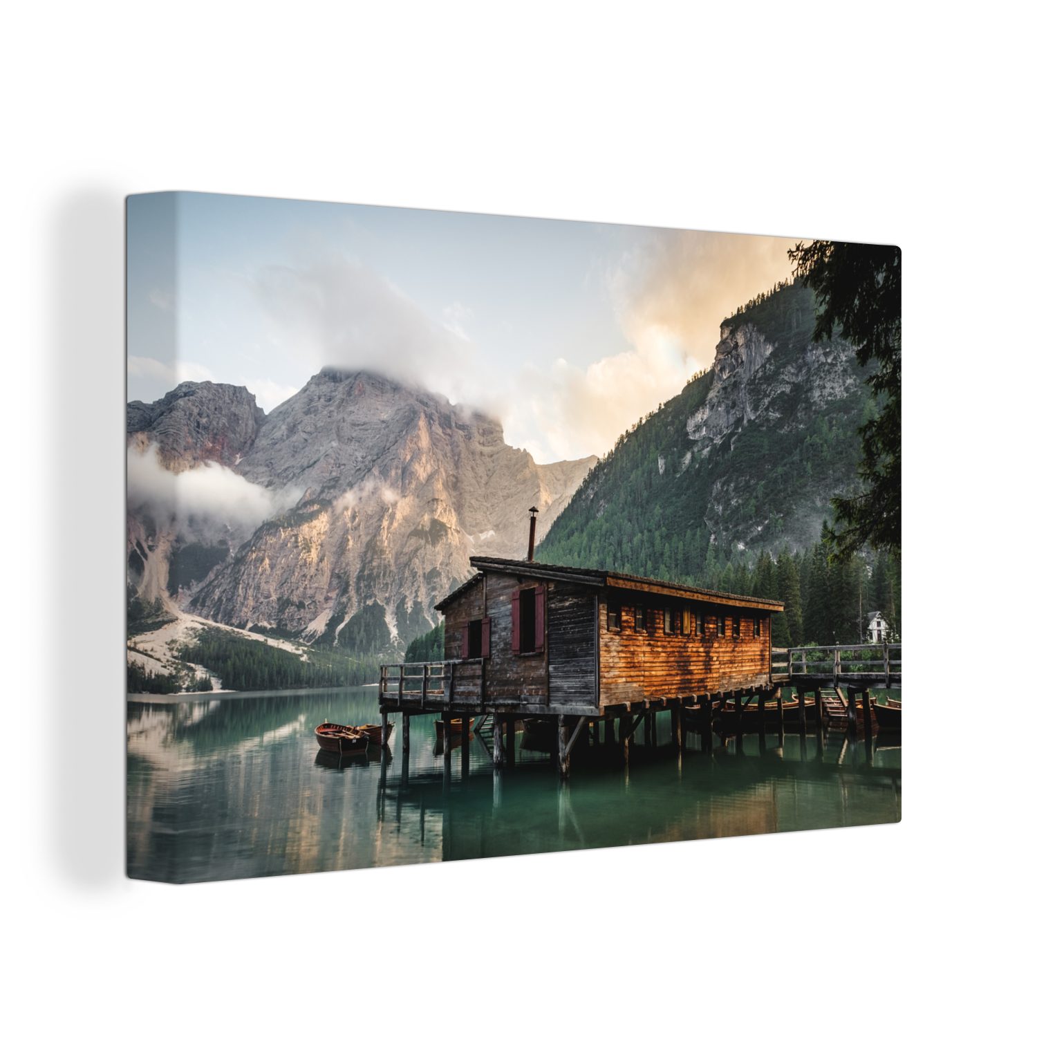 OneMillionCanvasses® Leinwandbild Italien - Wasser - Anlegestelle, (1 St), Wandbild Leinwandbilder, Aufhängefertig, Wanddeko, 30x20 cm