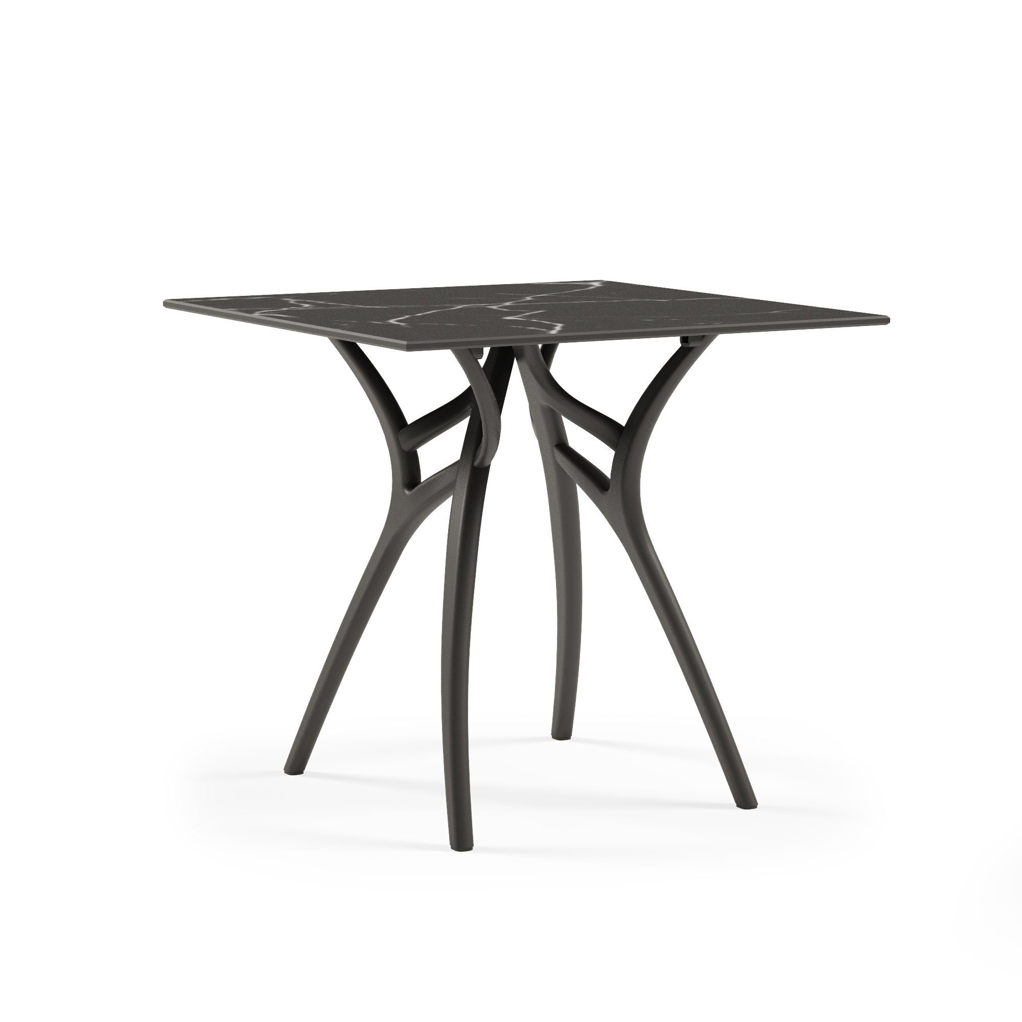 Möbelland24 Esstisch Ivy-L Tisch HPL Compact 77x77 cm, HPL Compact schwarz-marmor | Esstische