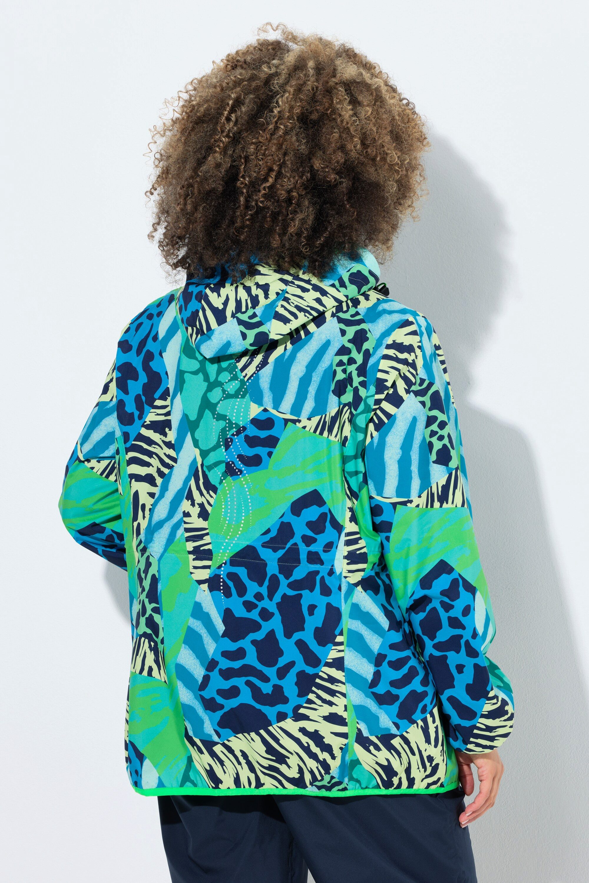 Ulla Popken Funktionsjacke Funktions-Regenjacke Animalmuster Reflektor