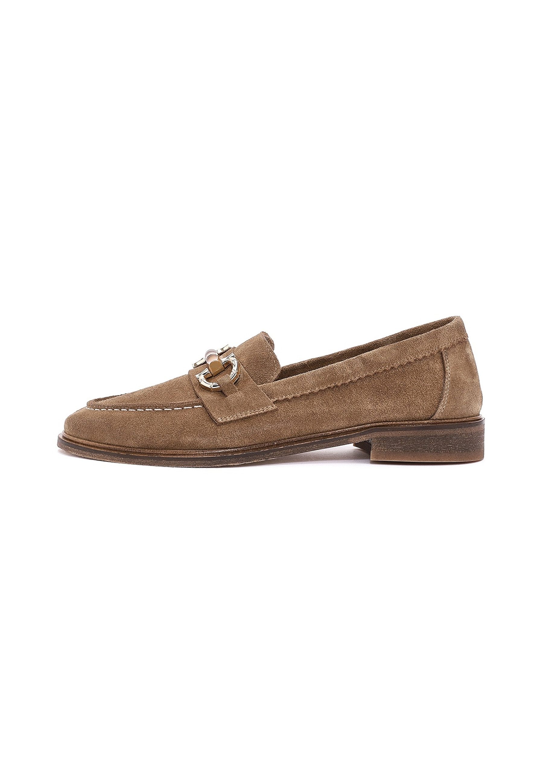 Derimod Maskuline Loafer aus Veloursleder Loafer Echtes Wildleder, Lederfutter, Slip-On-Design, Metallschnalle