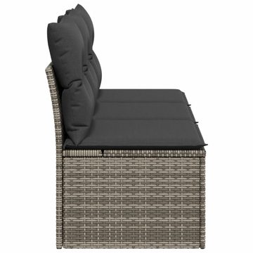 vidaXL Loungesofa Gartensofa mit Kissen 3-Sitzer Grau Poly Rattan