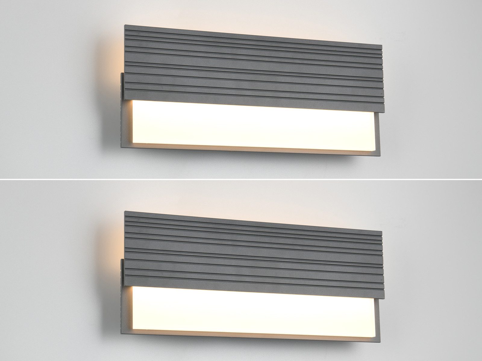 TRIO Leuchten LED Außen-Wandleuchte, LED fest integriert, warmweiß, 2er Set Terrassenleuchte Fassadenbeleuchtung Hauswand Anthrazit B 40cm