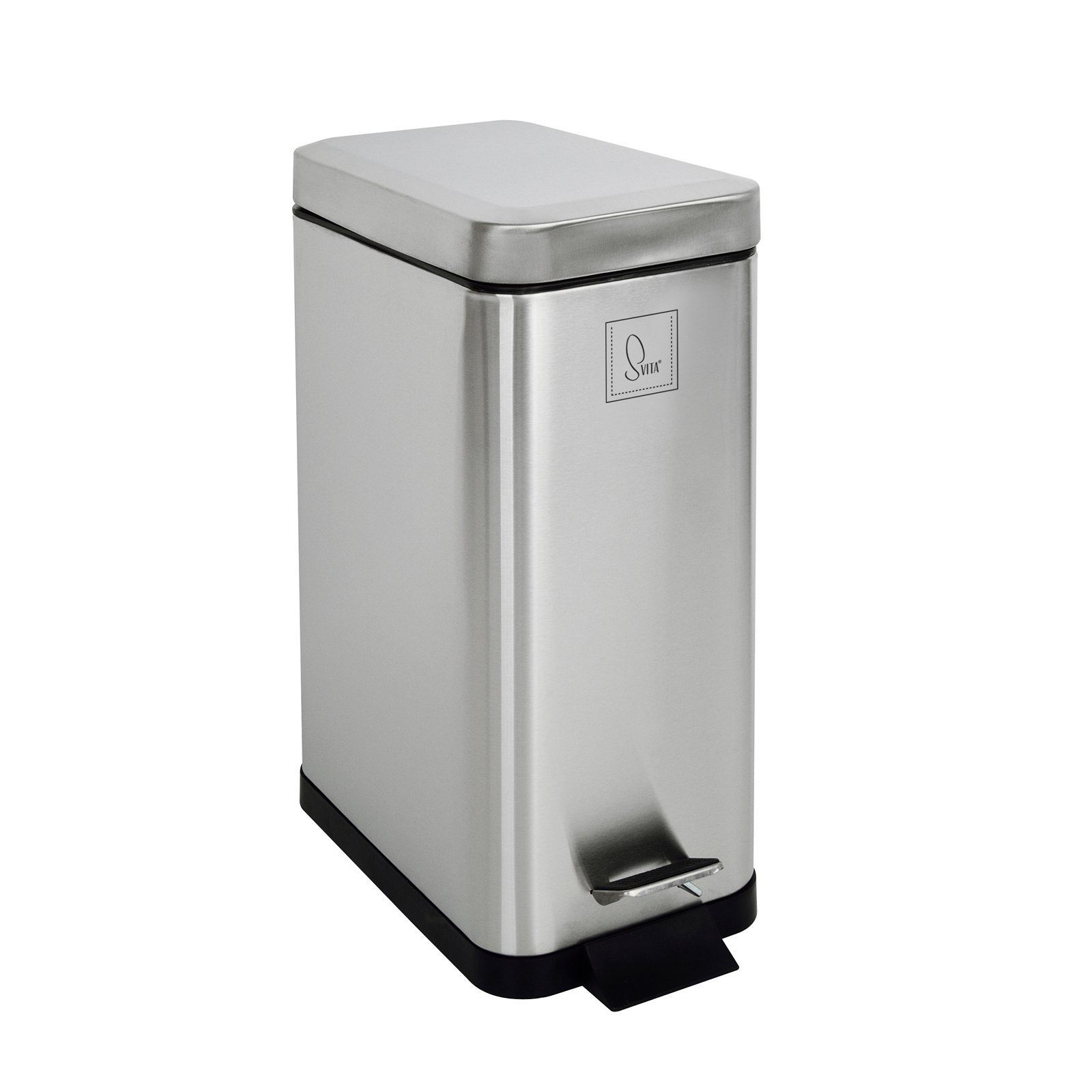 SVITA Mülleimer STM10, Treteimer, Softclose-Funktion, 18L, Edelstahl, Silber