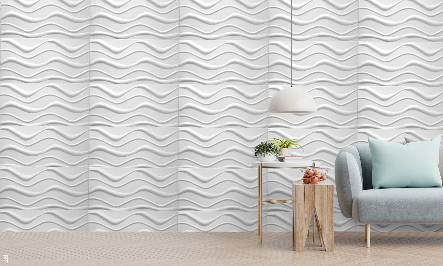 IKHEMalarka 3D Wandpaneel Big Wave Deckenpaneele Polystyrol XPS, BxL: 50,00x100,00 cm, 4,00 qm, (4m² - 8 Stück, 4m² - 8 Stück) Material ist Stoßempfindlich = zerbrechlich!