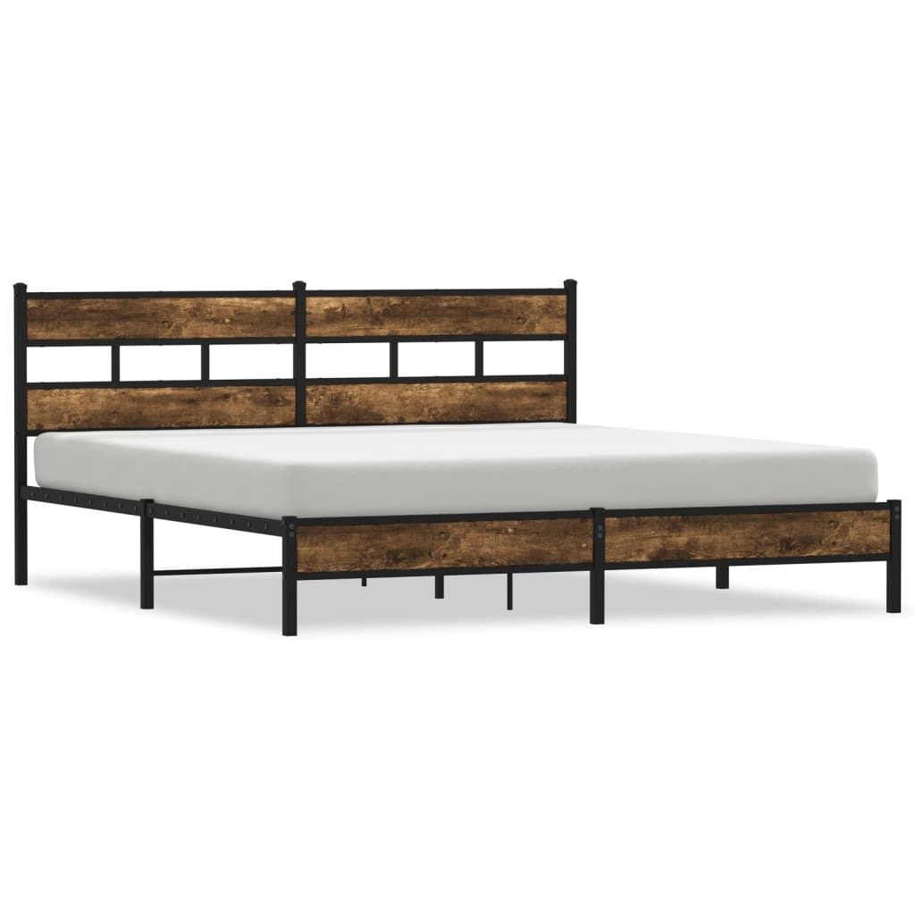 vidaXL Bett Metallbett ohne Matratze Räuchereiche günstig online kaufen