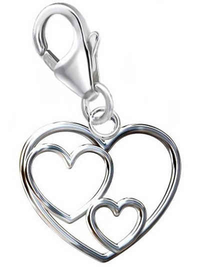 Goldene Hufeisen Charm Herz Herz Karabiner Charm Anhänger für Bettelarmband 925 Sterling-Silber (inkl. Etui), für Gliederarmband oder Halskette