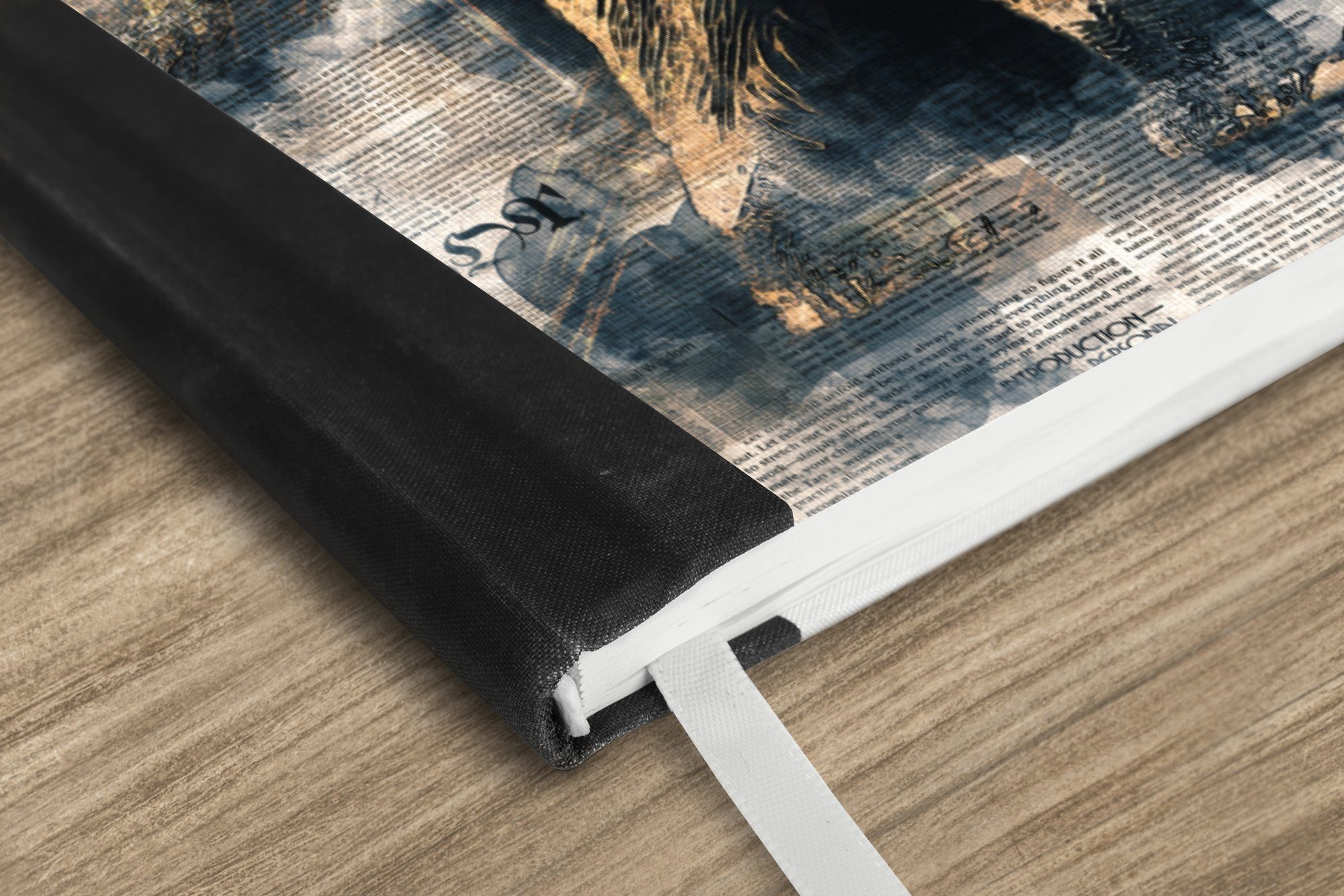 Thumbnail - MuchoWow Notizbuch Elefant - Farbe - Zeitungspapier, Notebook, Notizblock a5, Tagebuch, Journal Liniert