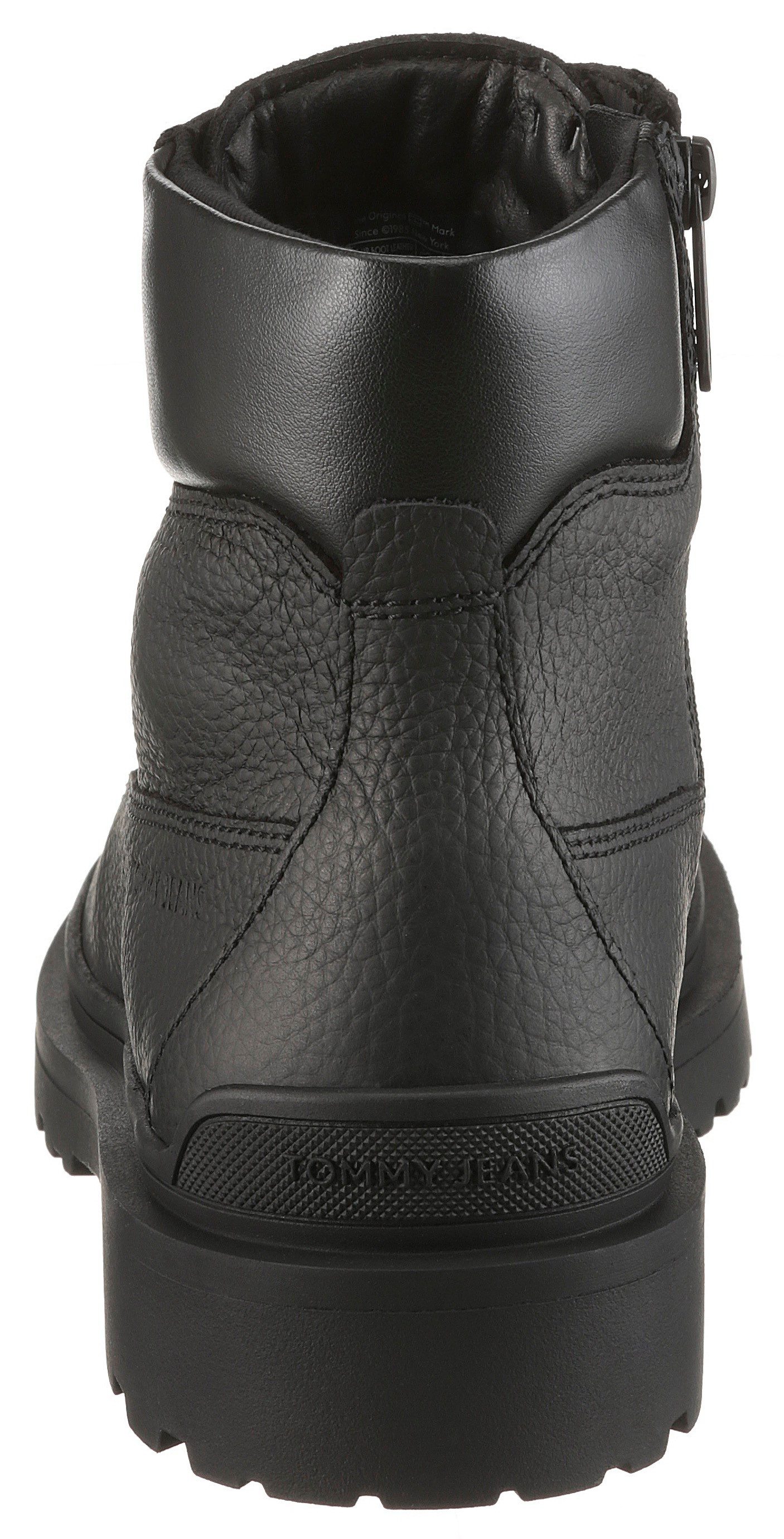 Tommy Jeans TJM LACE UP BOOT LEATHER Schnürboots, Schnürstiefelette mit weich abgepolstertem Schaftrand