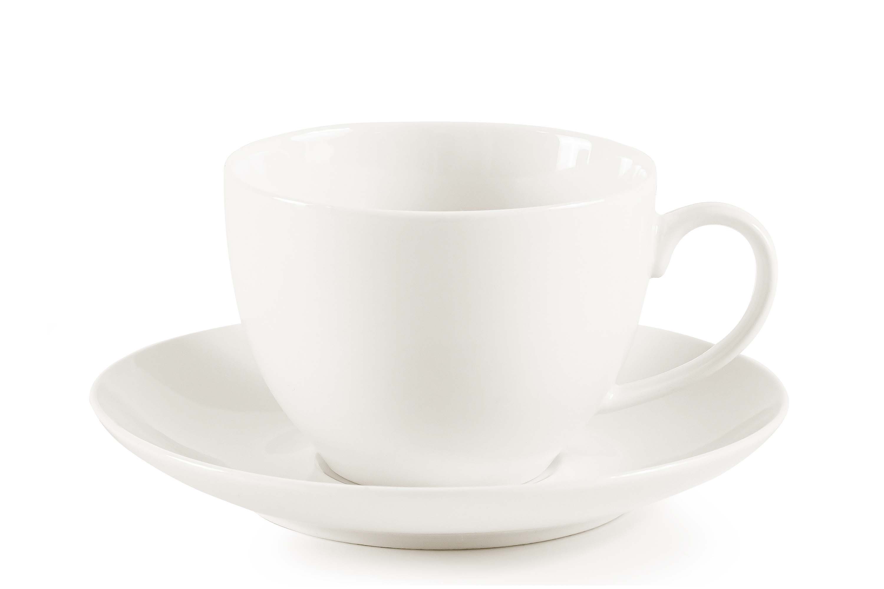 KONSIMO® Kaffeeservice AD BELLA Kaffeetassen-Set, Tassen mit Untertasse, Hartporzellan (12-tlg), 6 Personen, Porzellan, ecrufarben, spülmaschinengeeignet, mikrowellengeeignet