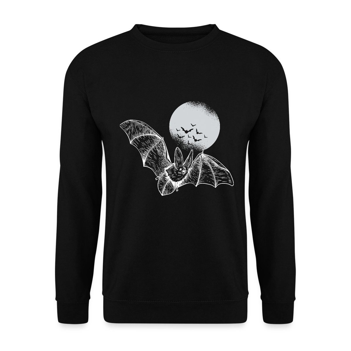 Spreadshirt Sweatshirt Halloween Fledermaus Mit Vollmond Gruselig Unisex Pullover (1-tlg)