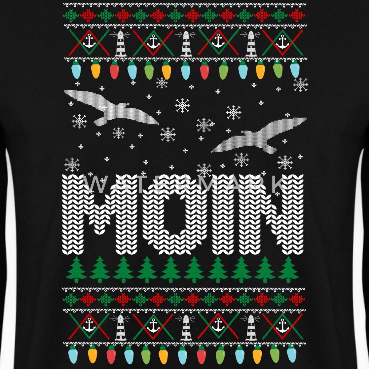 Spreadshirt Sweatshirt Moin Ugly Christmas Sweater Weihnachten Möwen Unisex günstig online kaufen
