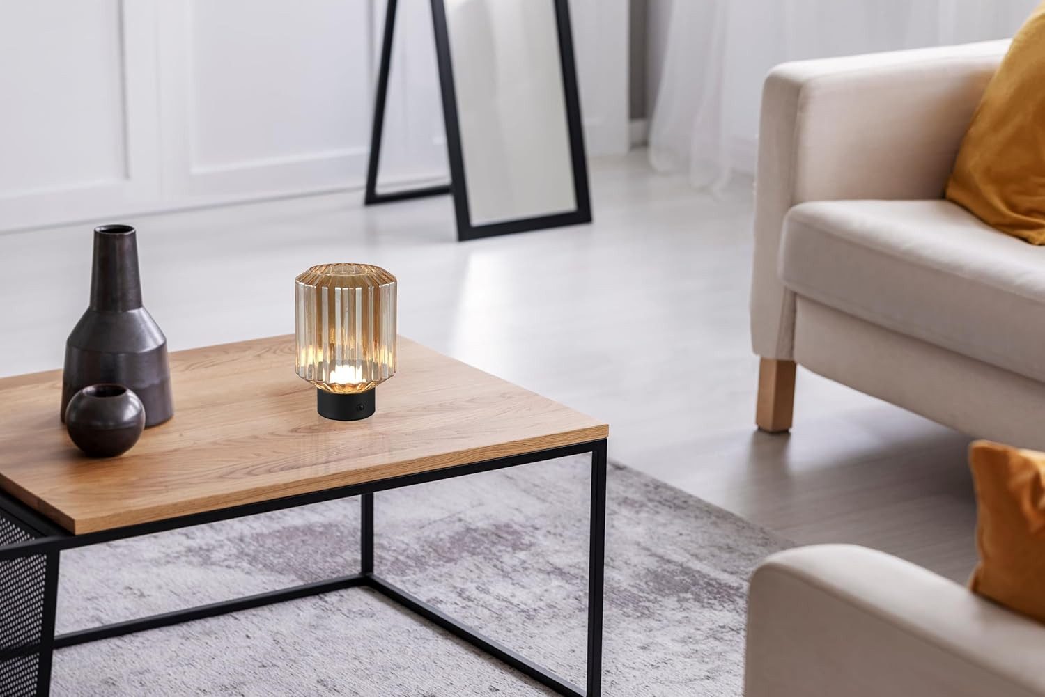 lightling LED Tischleuchte Luan, Touchfunktion, LED fest integriert, Warmweiß, aufladbar via USB-C, dimmbar, Akkubetrieb