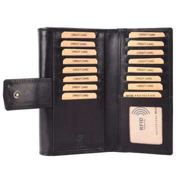 Benthill Geldbörse Damen Groß Echt Leder RFID vielen Kartenfächer XXL Portemonnaie, RFID-Schutz Kartenfächer Münzfach Reißverschlussfach