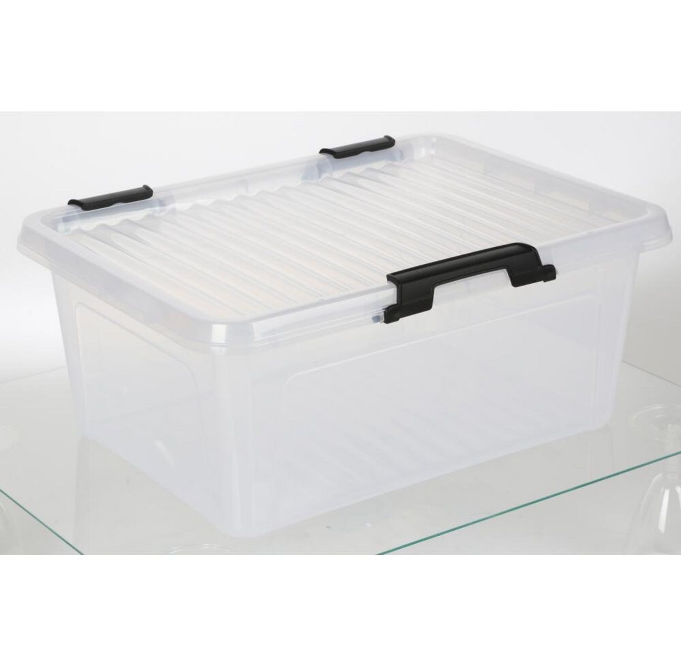 Thumbnail - BURI Aufbewahrungsbox Scharnierboxen 11L 40x30x17cm Transparent Deckel Aufbewahrung (25 St)