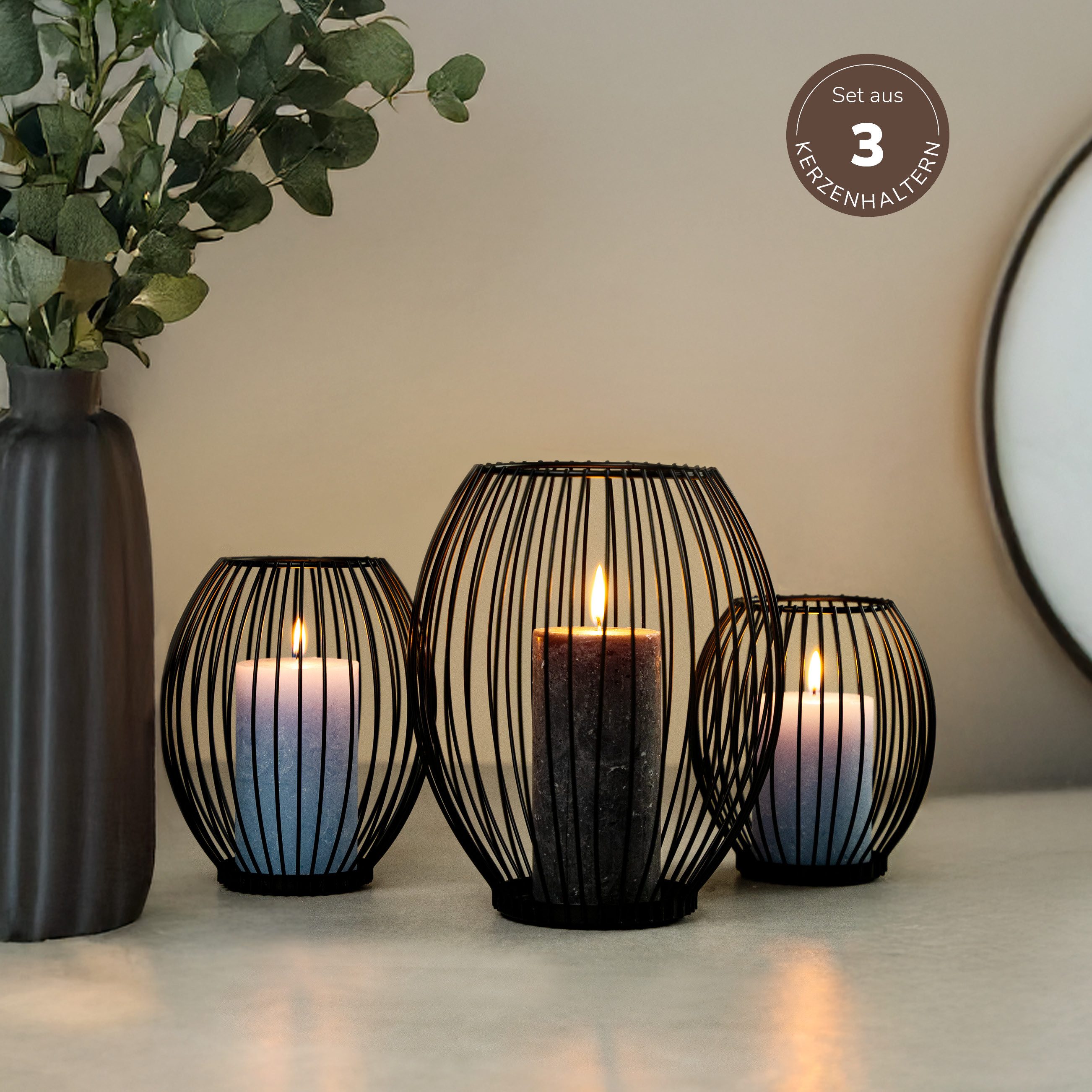 bremermann Kerzenhalter 3er-Set Kerzenhalter, Kerzenständer, Stumpenkerze, günstig online kaufen