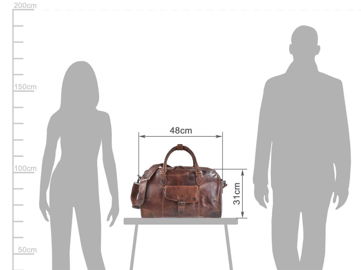 Greenburry Reisetasche "Rugged" Leder 48x31cm teak braun, Weekender, Sporttasche
