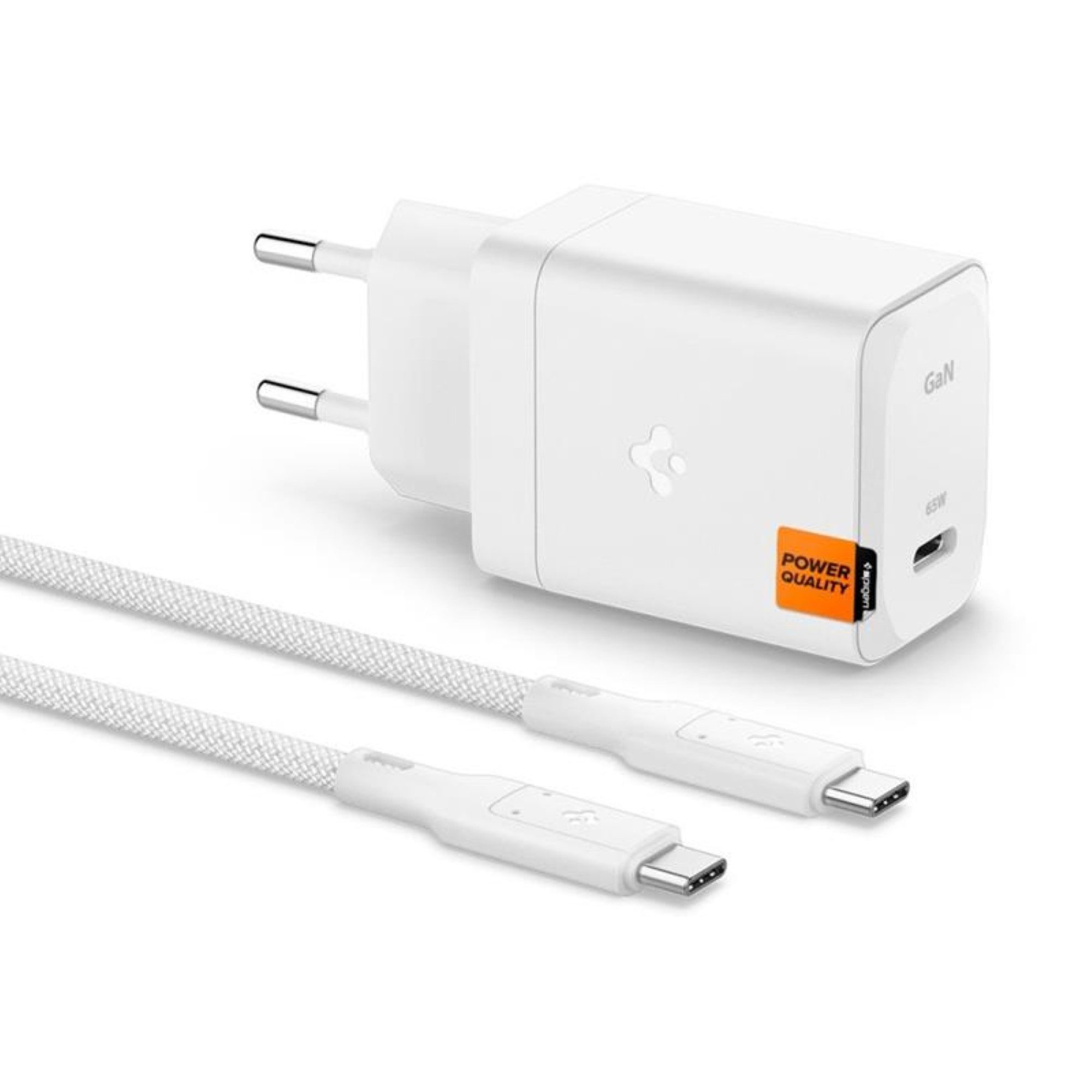 Spigen USB-C Netzladegerät PD 3.0 PPS 65W + USB-C Kabel - Schnellladegerät USB-Ladegerät