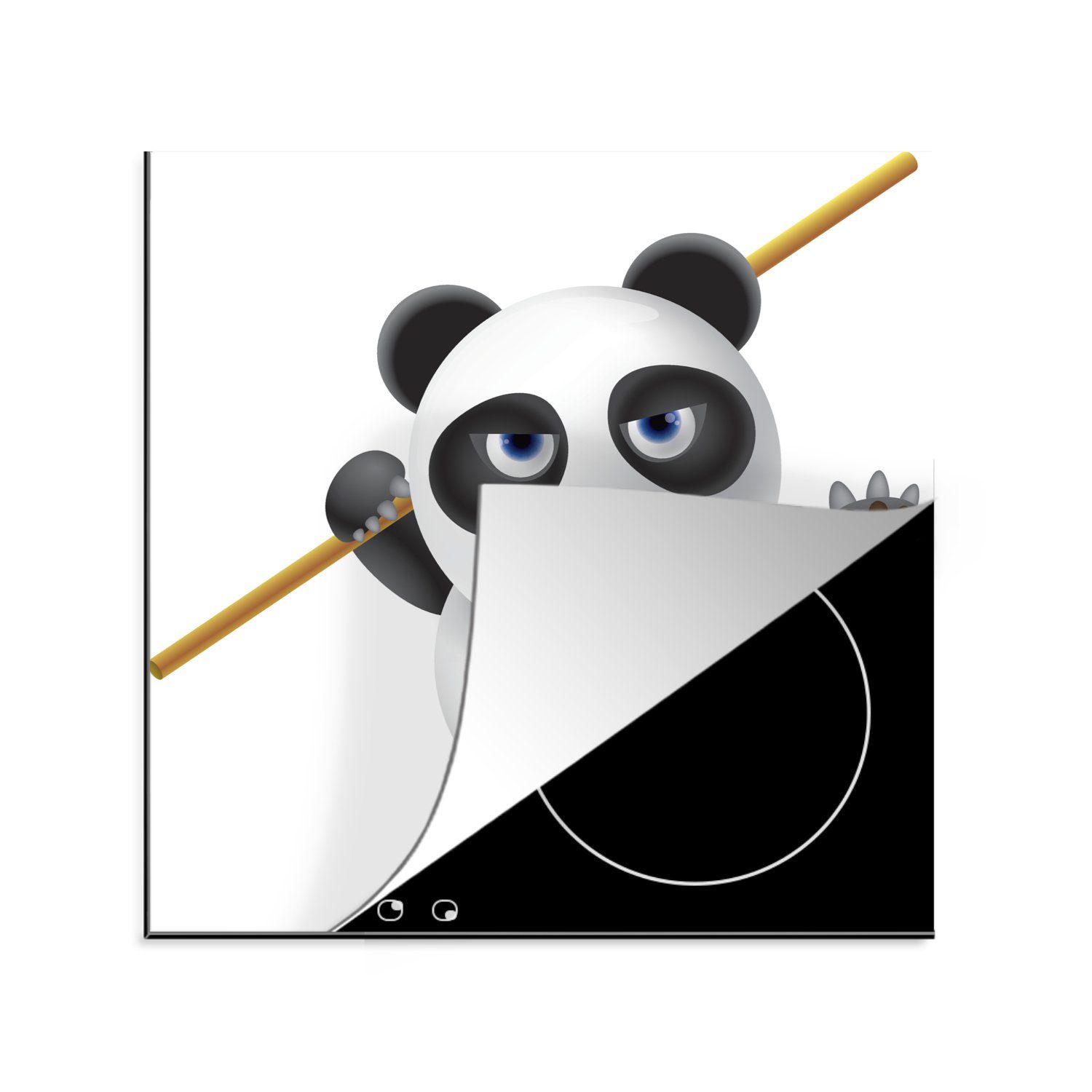 MuchoWow Herdblende-/Abdeckplatte Eine Illustration eines Kungfu-Pandas, Vinyl, (1 tlg), 78x78 cm, Ceranfeldabdeckung, Arbeitsplatte für küche