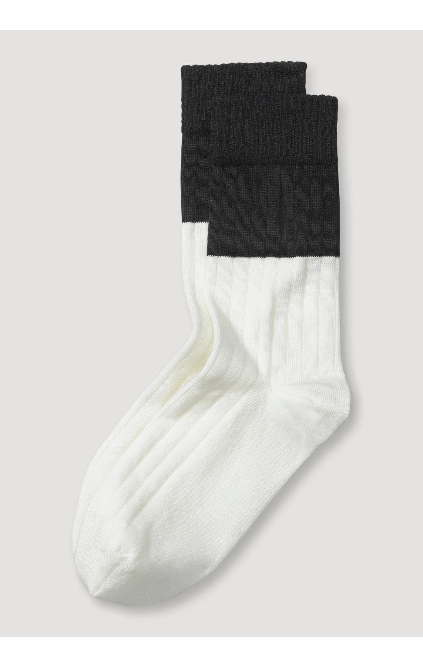 (1-Paar) aus Socken Hessnatur schwarz Bio-Baumwolle Bi-Color