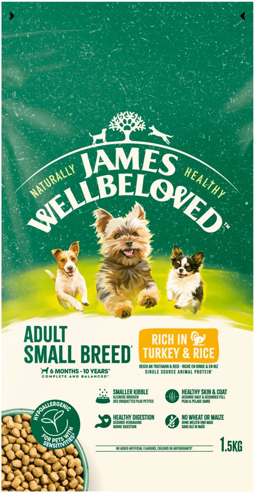 James Wellbeloved JAMES WELLBELOVED™ Hund für kleine Hunde Truthahn & Reis 1,5kg, Trockenfutter für: Hunde