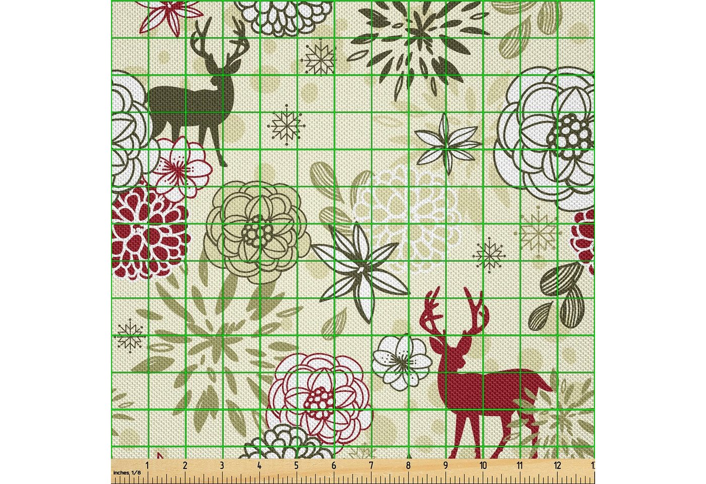 Thumbnail - Abakuhaus Stoff Zum Nähen Toller Stoff für Heimtextilien aller art, Winter Deer Blumen Weihnachten