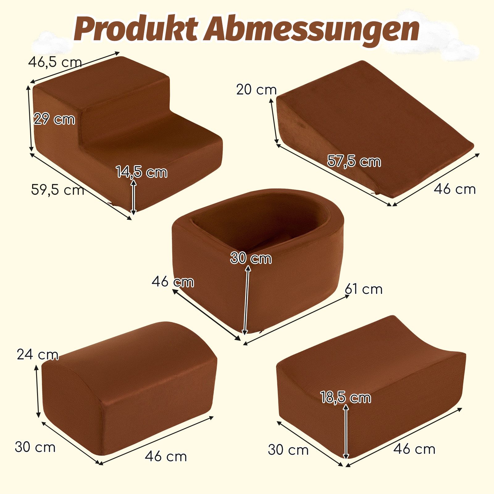 COSTWAY Spielbausteine, 5 TLG. Schaumstoffbausteine für Kinder, Baby