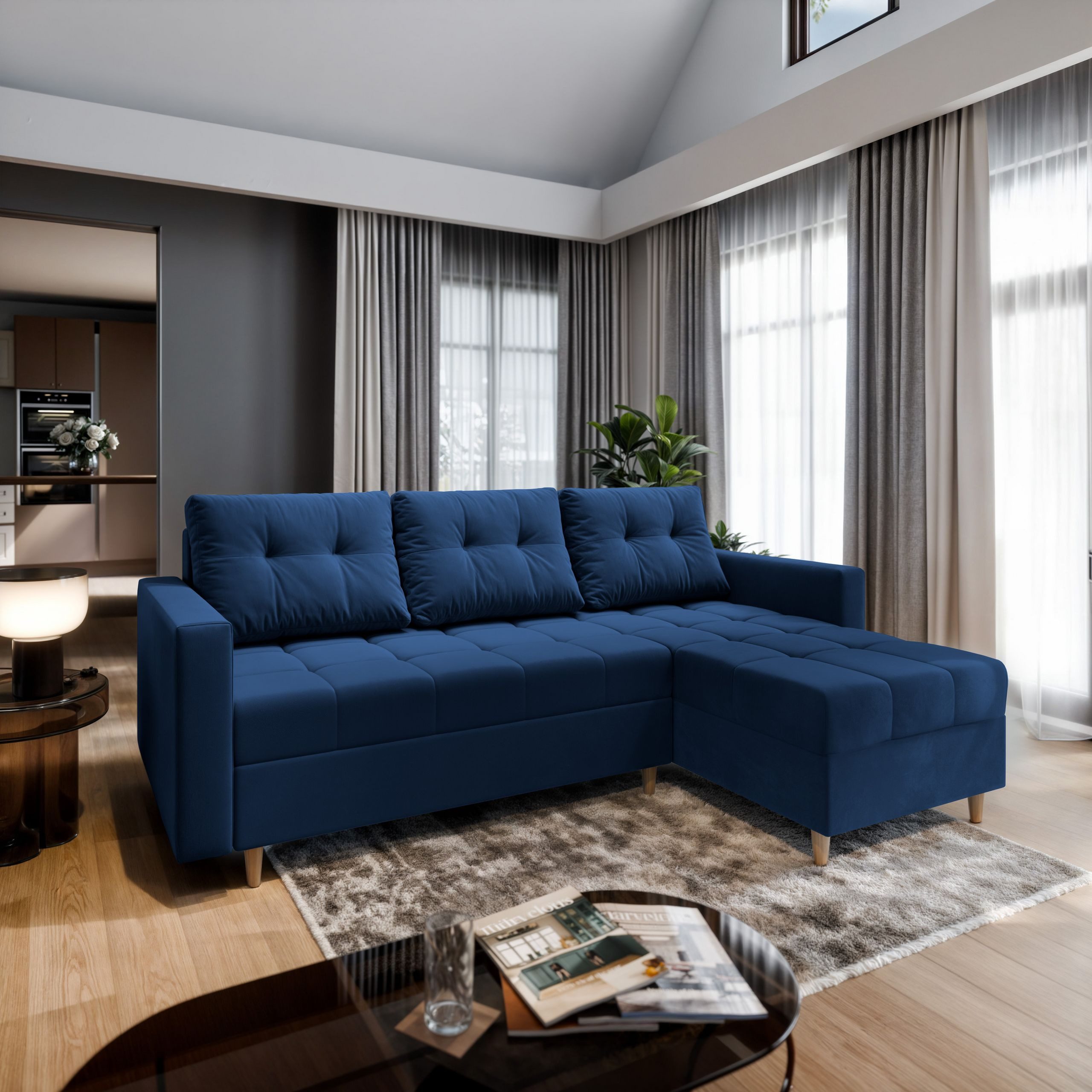 Masseno Ecksofa MILO mit Schlaffunktion L-Form, Sofa mit Bettkasten