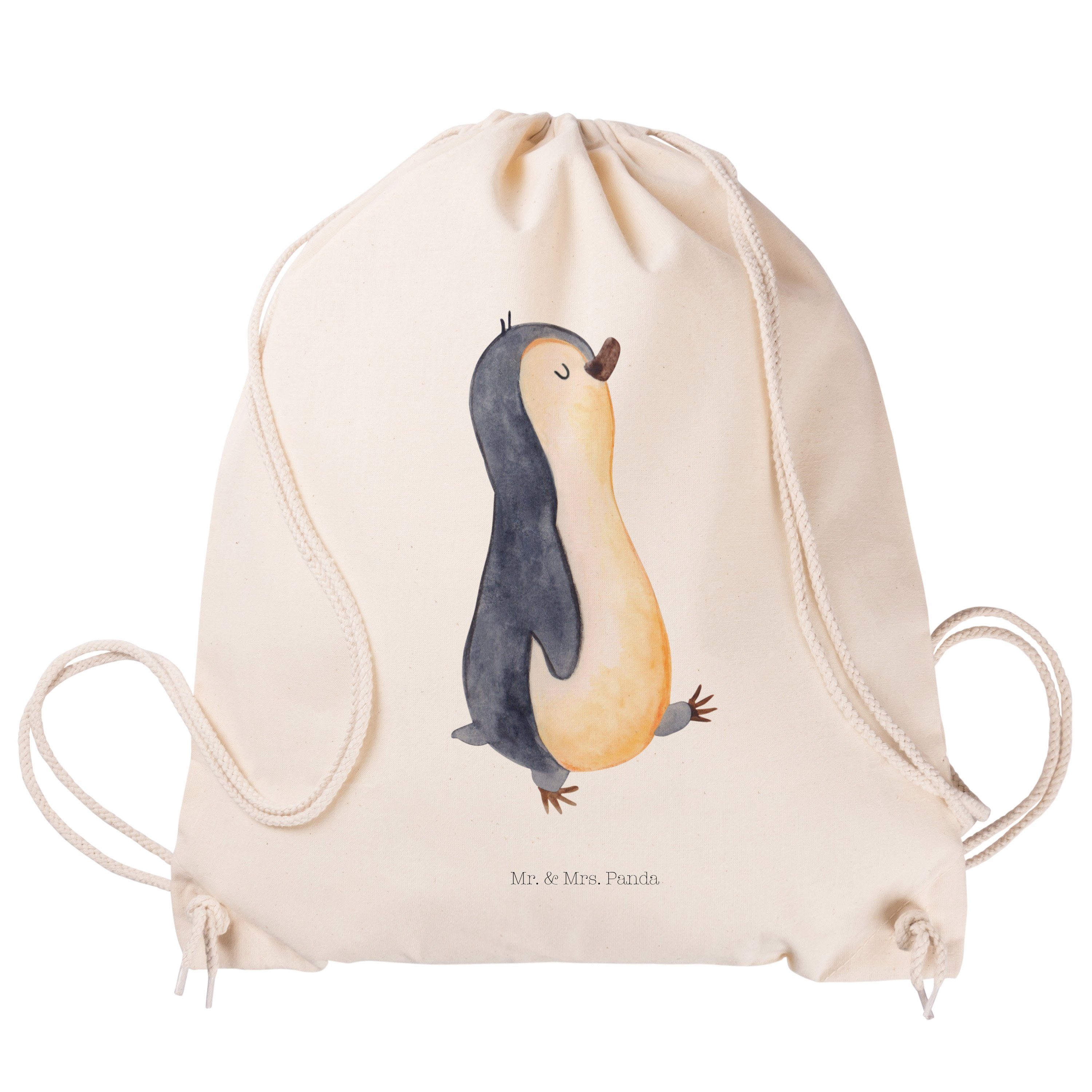 marschierend Mr. Sportbeutel, - (1-tlg) Pinguin Panda Turnbeute Mrs. - Sporttasche Geschenk, Transparent &