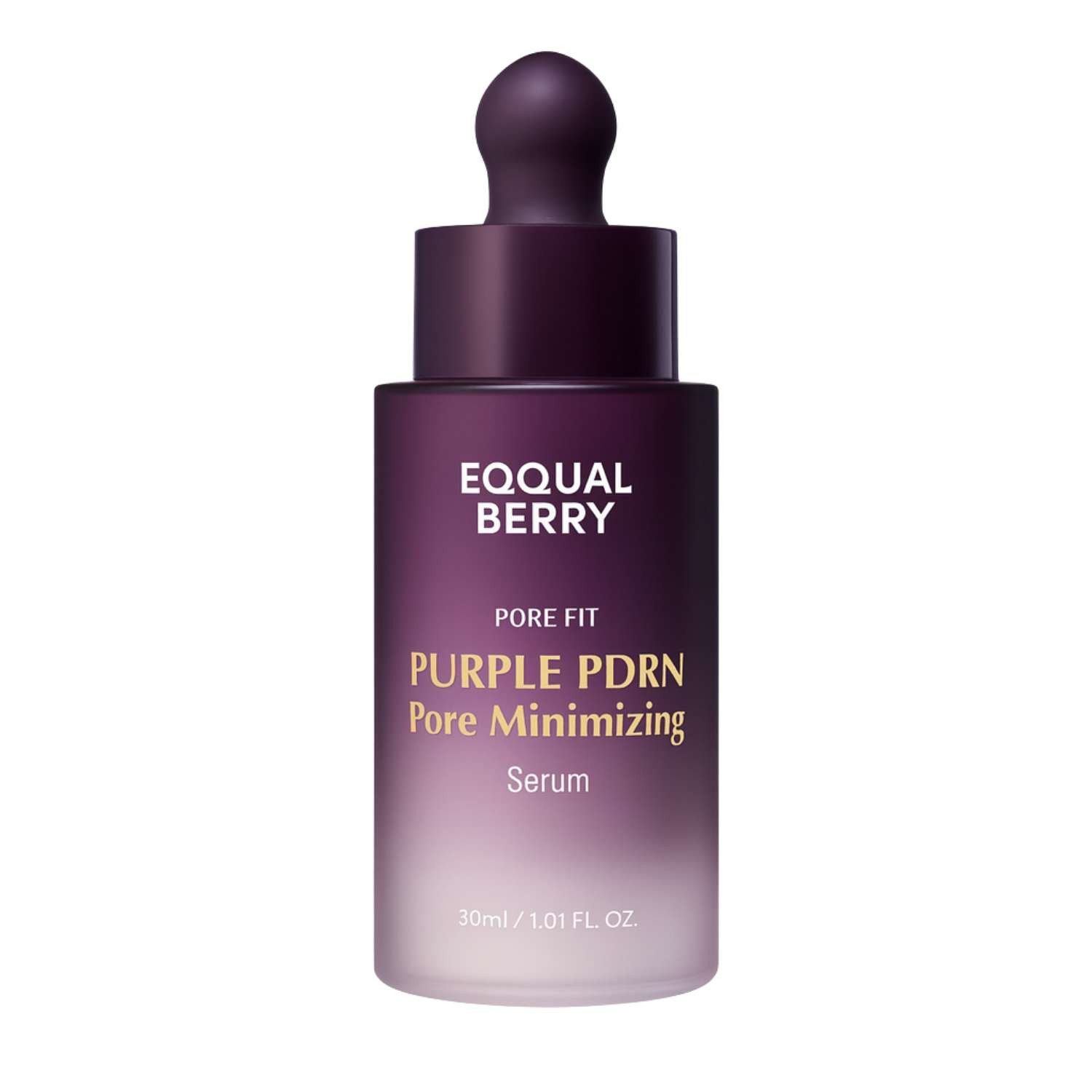 Eqqualberry Gesichtsserum Purple PDRN Pore Minimizing Serum, 30 ml – porenverfeinerndes Gesichtsserum mit 3 % PDRN & 4 % Niacinamid, PHA, Ceramiden &, Hyaluron – leichte Textur, vegan, duftfrei, für empfindliche Haut