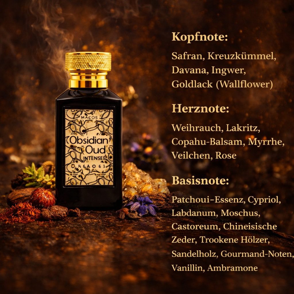 Attar & Co London Eau de Parfum Obsidian Oud Classic & Intense Unisex, Safran, Patchouli, Holz 100 ml, 1-tlg., Hergestellt in England, Orientalisch Holzig Duft