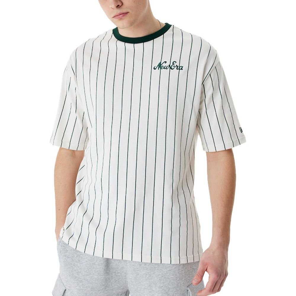 New Era Print-Shirt Oversized PINSTRIPE off white off white-dark green