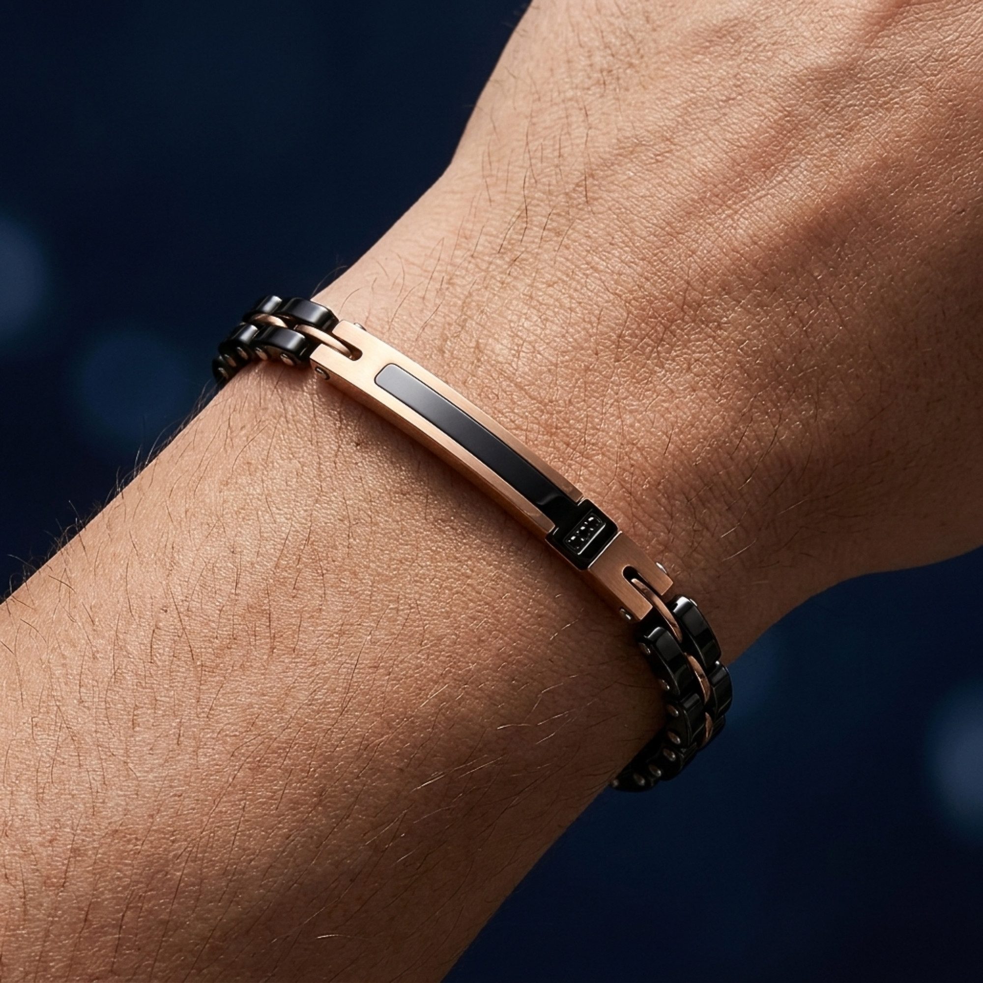 UNIQAL.de Edelstahlarmband Unisex TRECCIA – Keramik, Edelstahl & Zirkonia (mit raffiniertem Farbspiel und moderner Ausstrahlung, inkl. Schmuckverpackung), hautfreundliche Materialien, angenehmer Tragekomfort; verstellbar