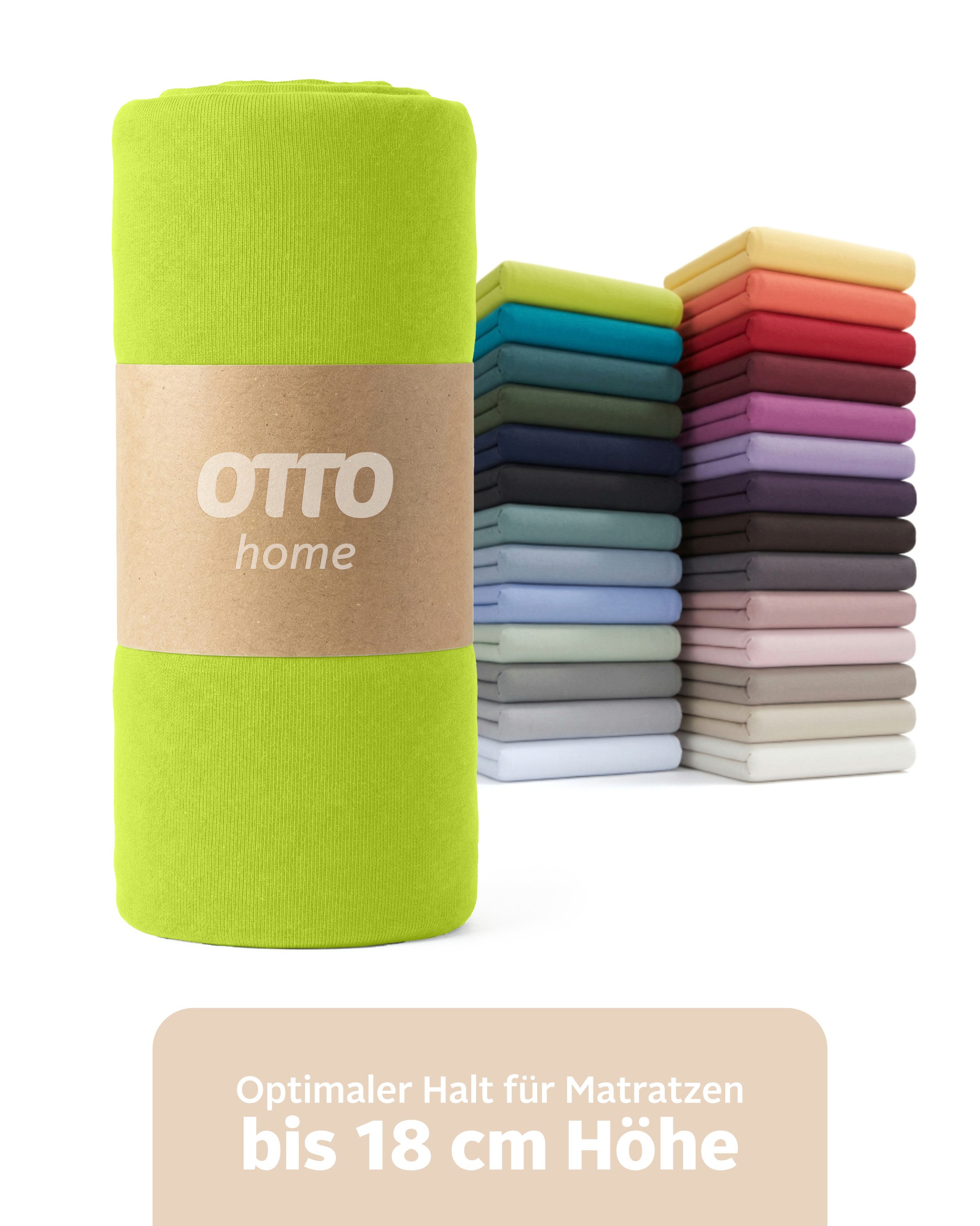 OTTO home Spannbettlaken Physalis Basic und PREMIUM Qualität, 100% Baumwolle, Jersey und Biber, Jersey (110 g/m), Gummizug: rundum, (1 Stück), Bettlaken für Matratzen bis 18 cm Höhe, Spannbetttuch, Laken