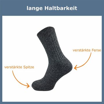 GAWILO Norwegersocken für warme Füße aus 70% Wolle - Thermosocke für Herren (10 Paar) Dickes Fersenpolster und Plüschsohle - Wintersocken gegen kalte Füße