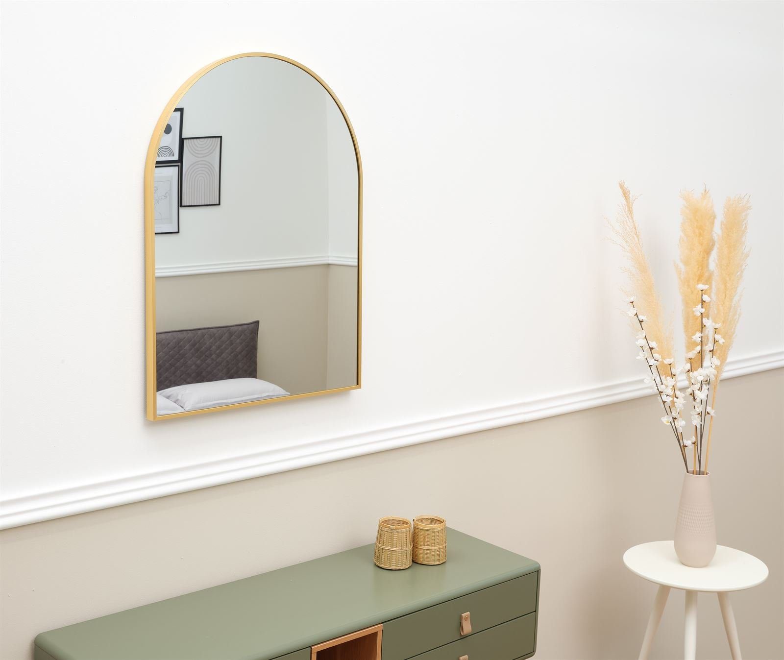 Terra Home Bogenform, Flurspiegel gold Badezimmerspiegel gold Metallrahmen 60x80 gold Spiegel | Wandspiegel