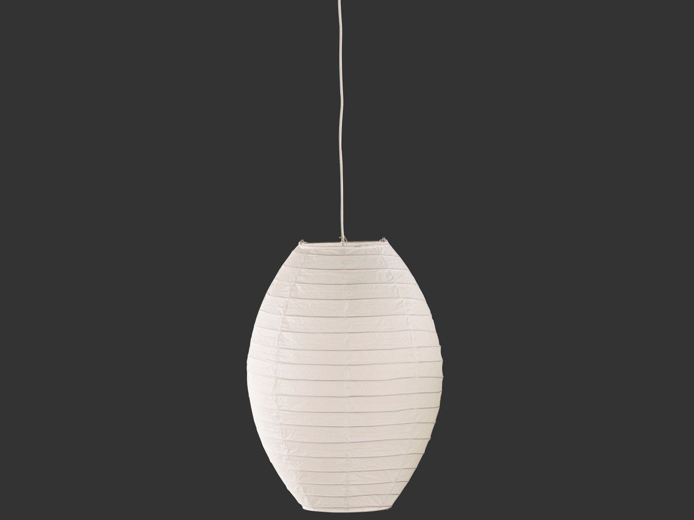 meineWunschleuchte LED Pendelleuchte, Oval wechselbar, Warmweiß, chinesische-m LED mit Lampenschirm Japanische Papier-Lampe Weiß Ø40cm
