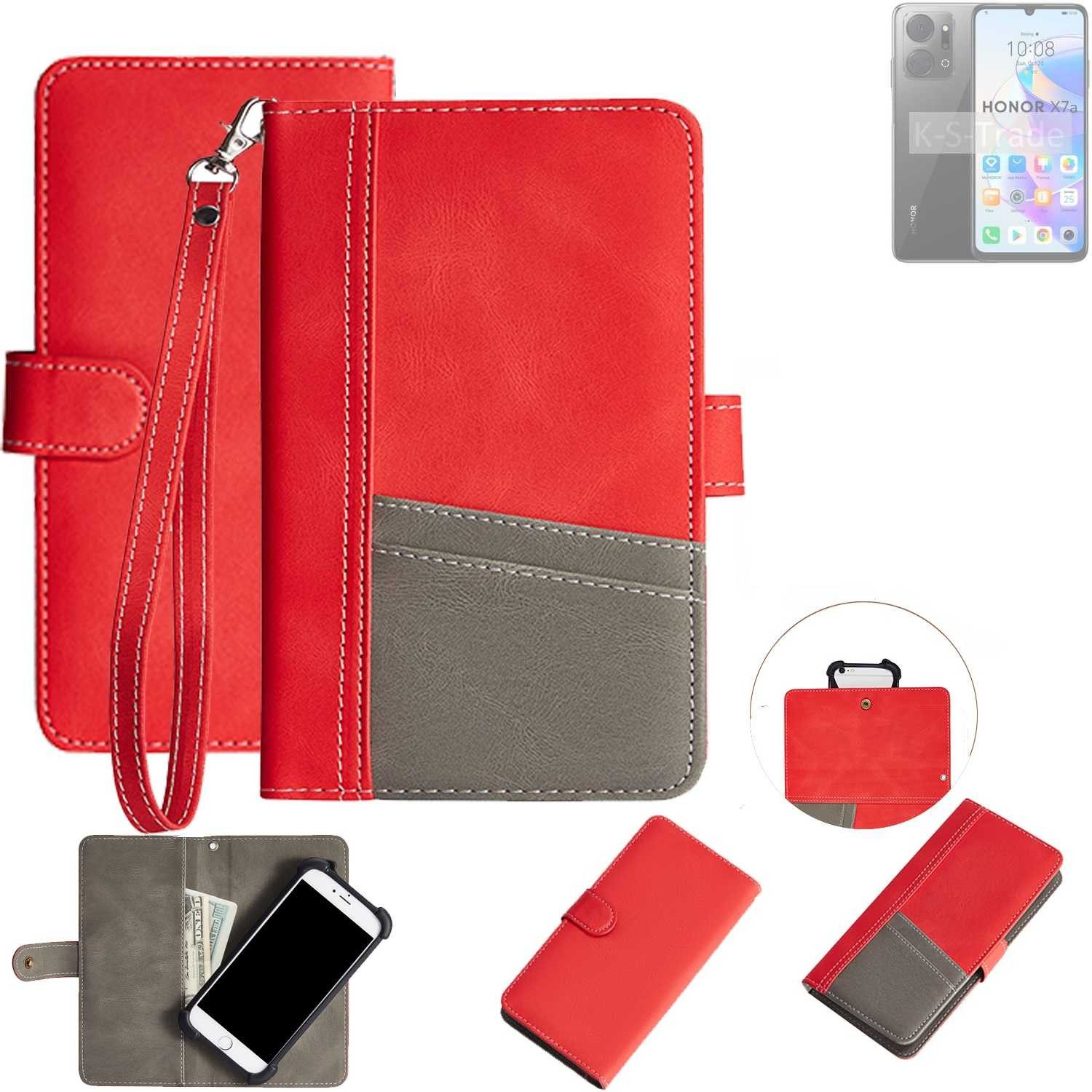 K-S-Trade Handyhülle für Honor X7a, Handy Schutzhülle Hülle Portemonnee Brieftasche Klapphülle
