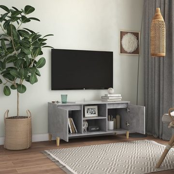 furnicato TV-Schrank mit Massivholz-Beinen Betongrau 103,5x35x50 cm