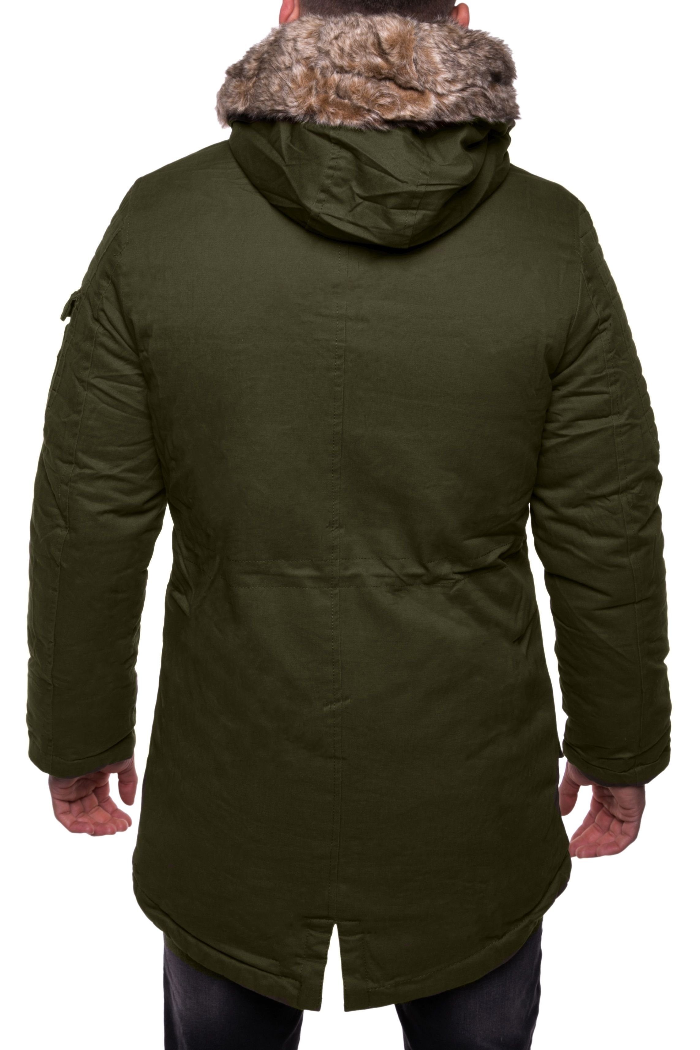 khaki behype Kunstpelz Parka mit GK-1