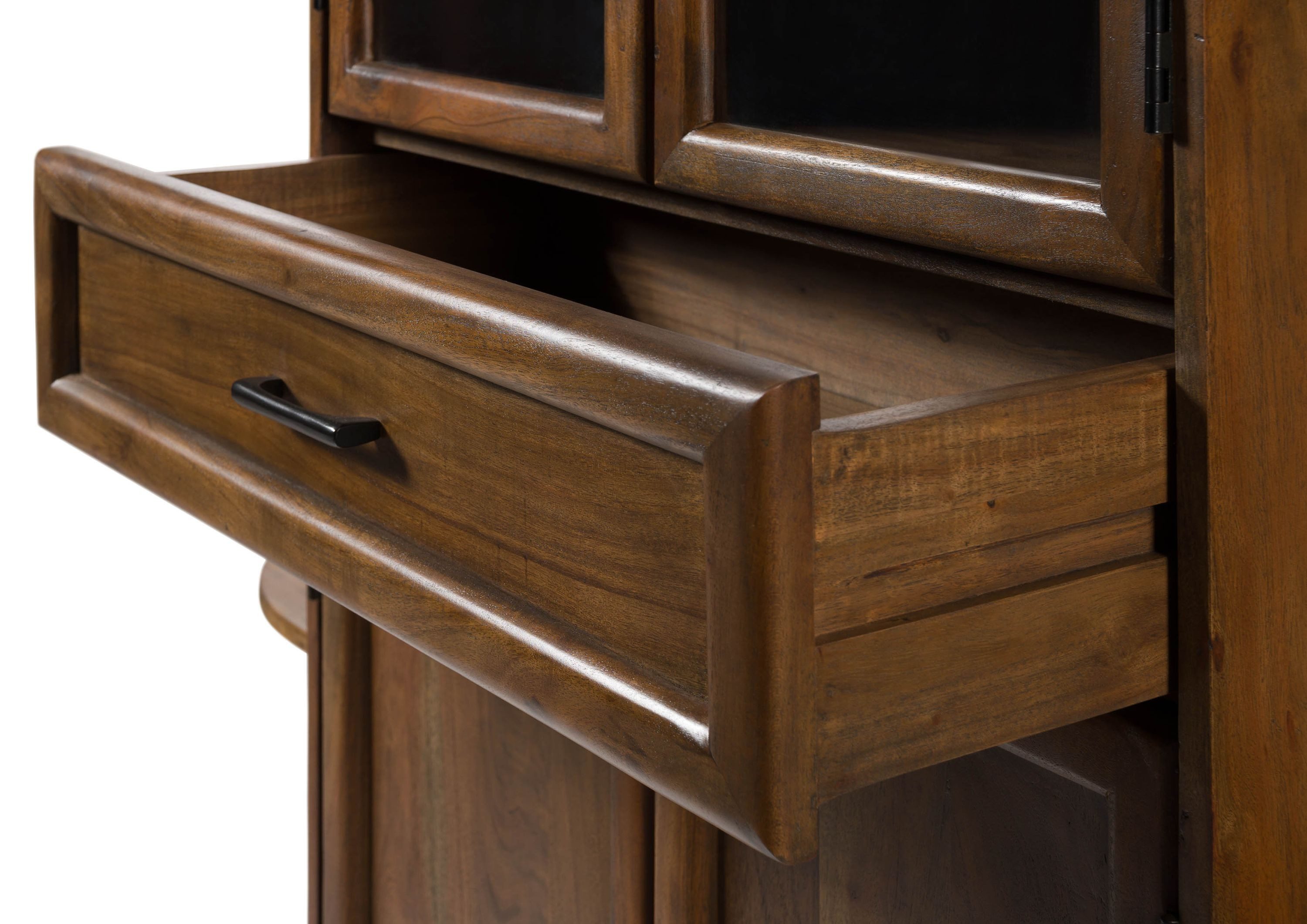 Massivmoebel24 Standvitrine (Akazie 120x40x178 natur lackiert MADRID #50) Akazie 120x40x178 natur lackiert MADRID #50