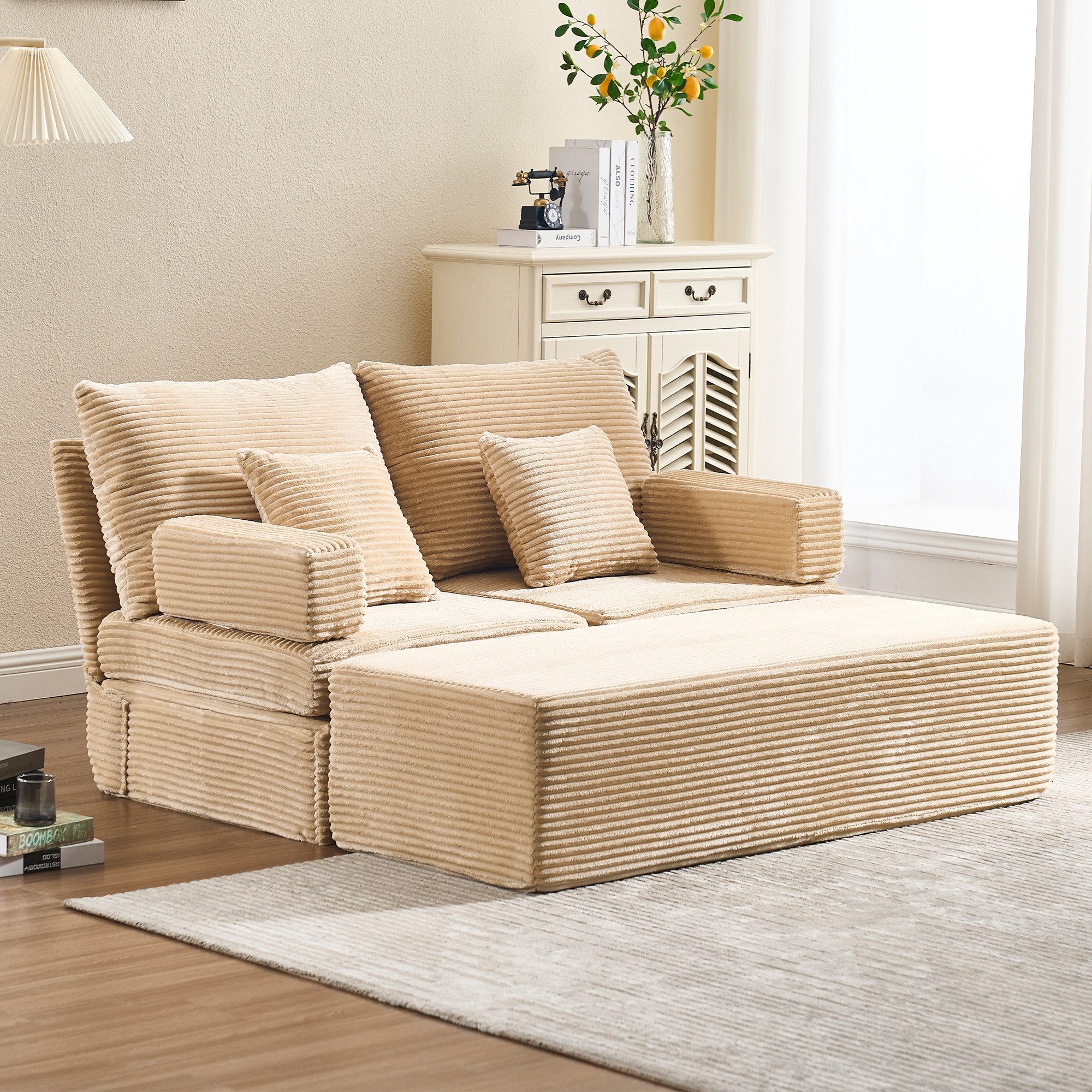 HOMYEDAMIC Ecksofa Ecksofa Doppelsofa with footstool günstig online kaufen