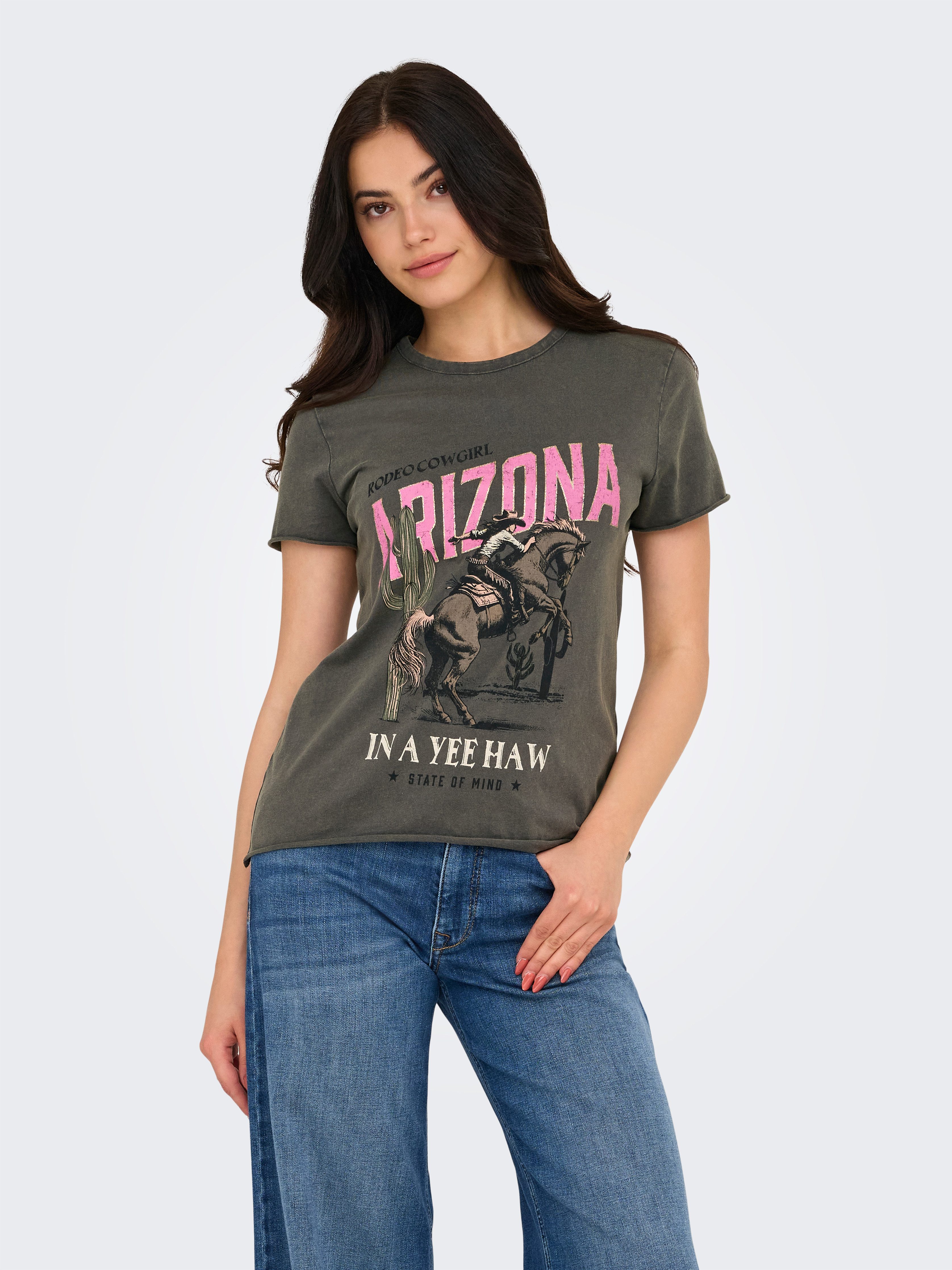 ONLY Rundhalsshirt ONLLUCY REG S/S TOP JRS NOOS unterschiedlich bedruckt günstig online kaufen