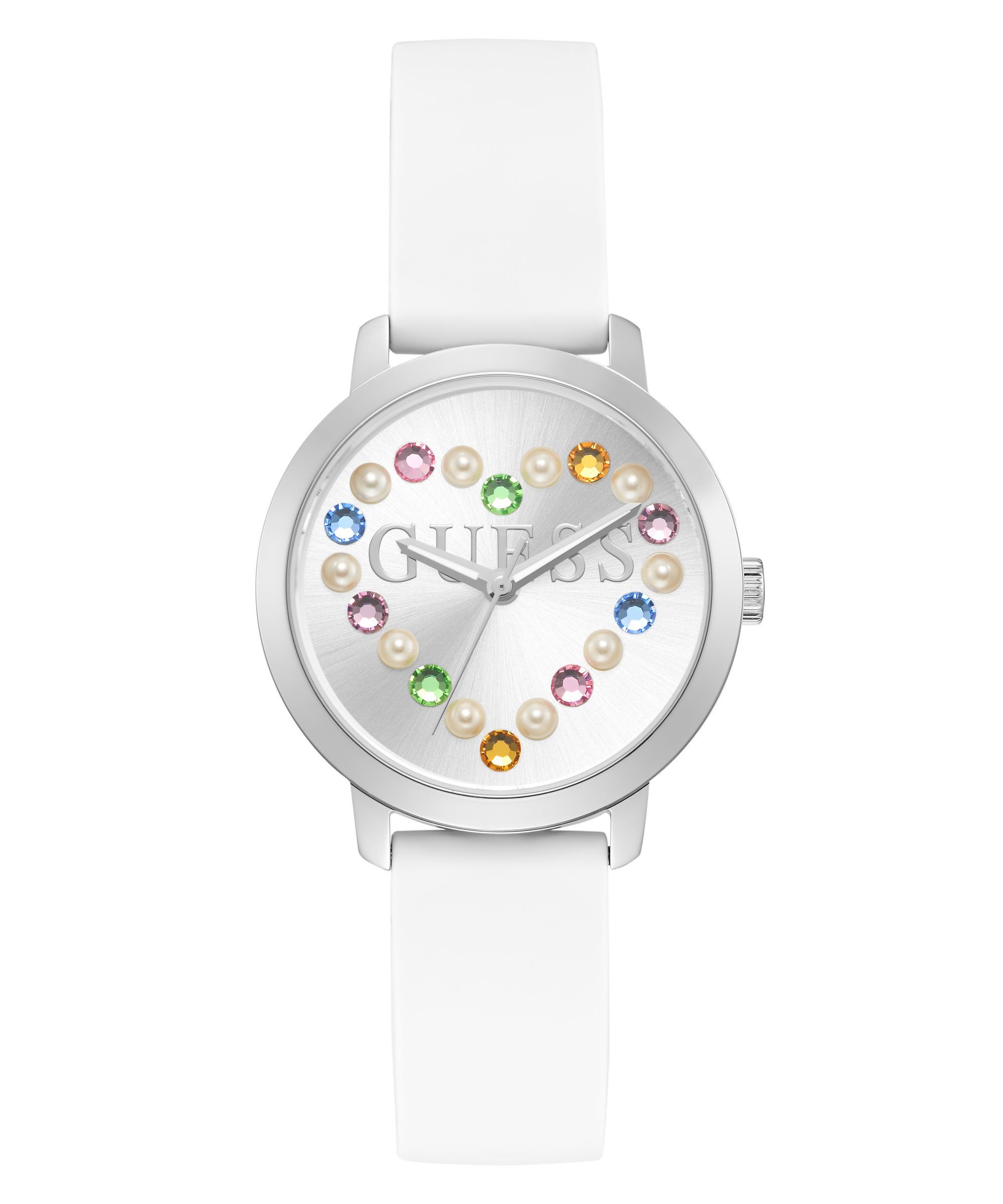 Guess Quarzuhr DEVOTION GW0998L1, Armbanduhr, Damenuhr, Silikonarmband, analog